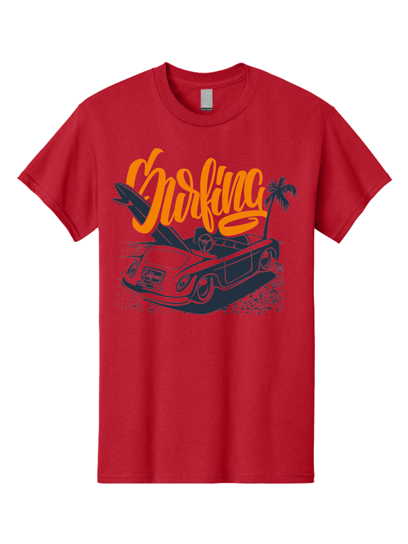Surfing Men'S Graphic Tee, 100% Cotton, Comfortable Casual Summer Wear, Machine Washable, Vintage Convertible Car, Surfing Culture, Beach Lifestyle, Retro Style, Surfboard On Car, Palm Tree, Summer Fun, Surf Vibes, Classic Automobile Aac373 11