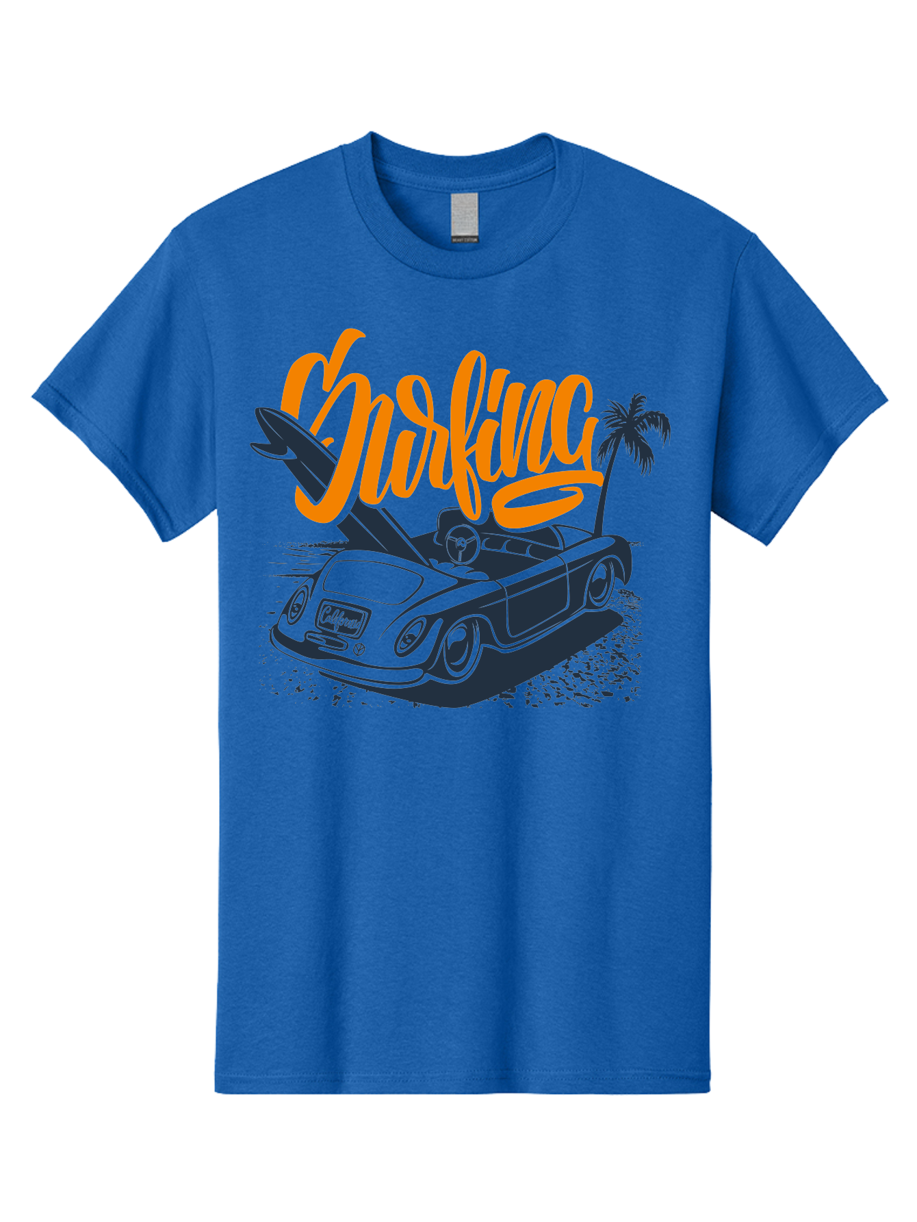 Surfing Men'S Graphic Tee, 100% Cotton, Comfortable Casual Summer Wear, Machine Washable, Vintage Convertible Car, Surfing Culture, Beach Lifestyle, Retro Style, Surfboard On Car, Palm Tree, Summer Fun, Surf Vibes, Classic Automobile Aac373 29