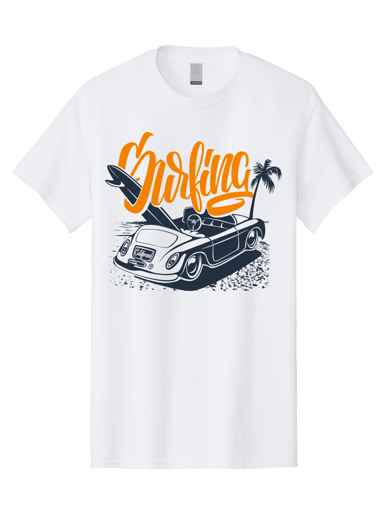 Surfing Men'S Graphic Tee, 100% Cotton, Comfortable Casual Summer Wear, Machine Washable, Vintage Convertible Car, Surfing Culture, Beach Lifestyle, Retro Style, Surfboard On Car, Palm Tree, Summer Fun, Surf Vibes, Classic Automobile Aac373 13