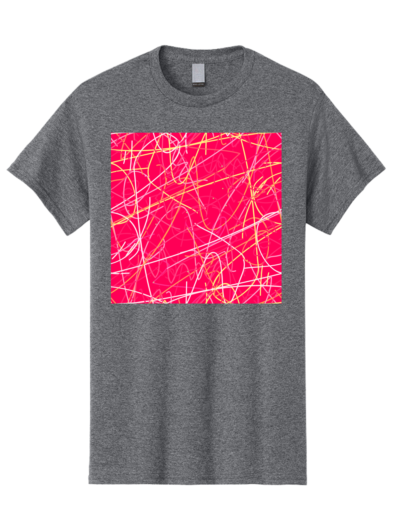 Abstract-Lines Men'S Graphic Tee, 100% Cotton, Comfortable Casual Summer Wear, Machine Washable, Abstract Art, Vibrant Pink Background, Swirling Lines, Dynamic Movement, Modern Design, Artistic Expression, Creative Wallpaper, Digital Art, Aac374 27