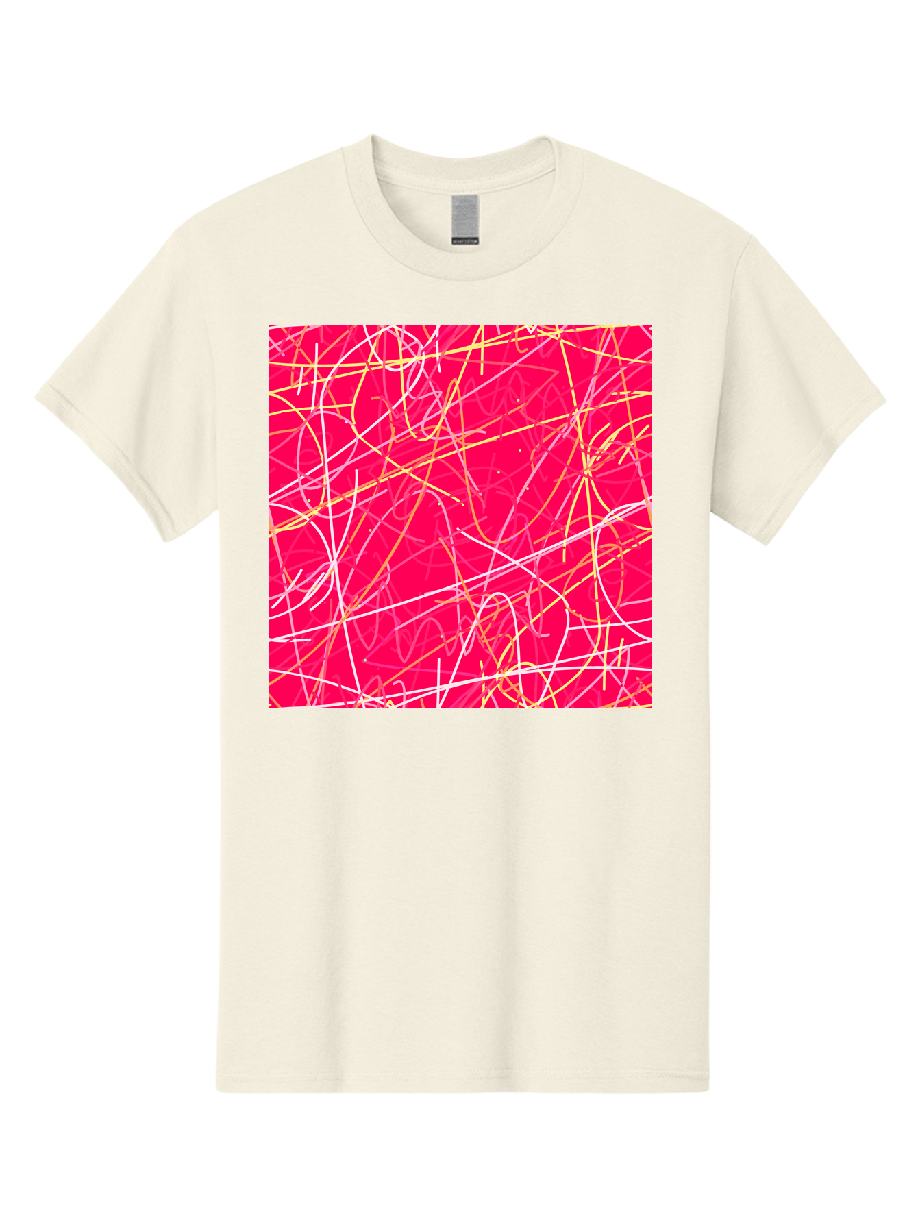 Abstract-Lines Men'S Graphic Tee, 100% Cotton, Comfortable Casual Summer Wear, Machine Washable, Abstract Art, Vibrant Pink Background, Swirling Lines, Dynamic Movement, Modern Design, Artistic Expression, Creative Wallpaper, Digital Art, Aac374 29