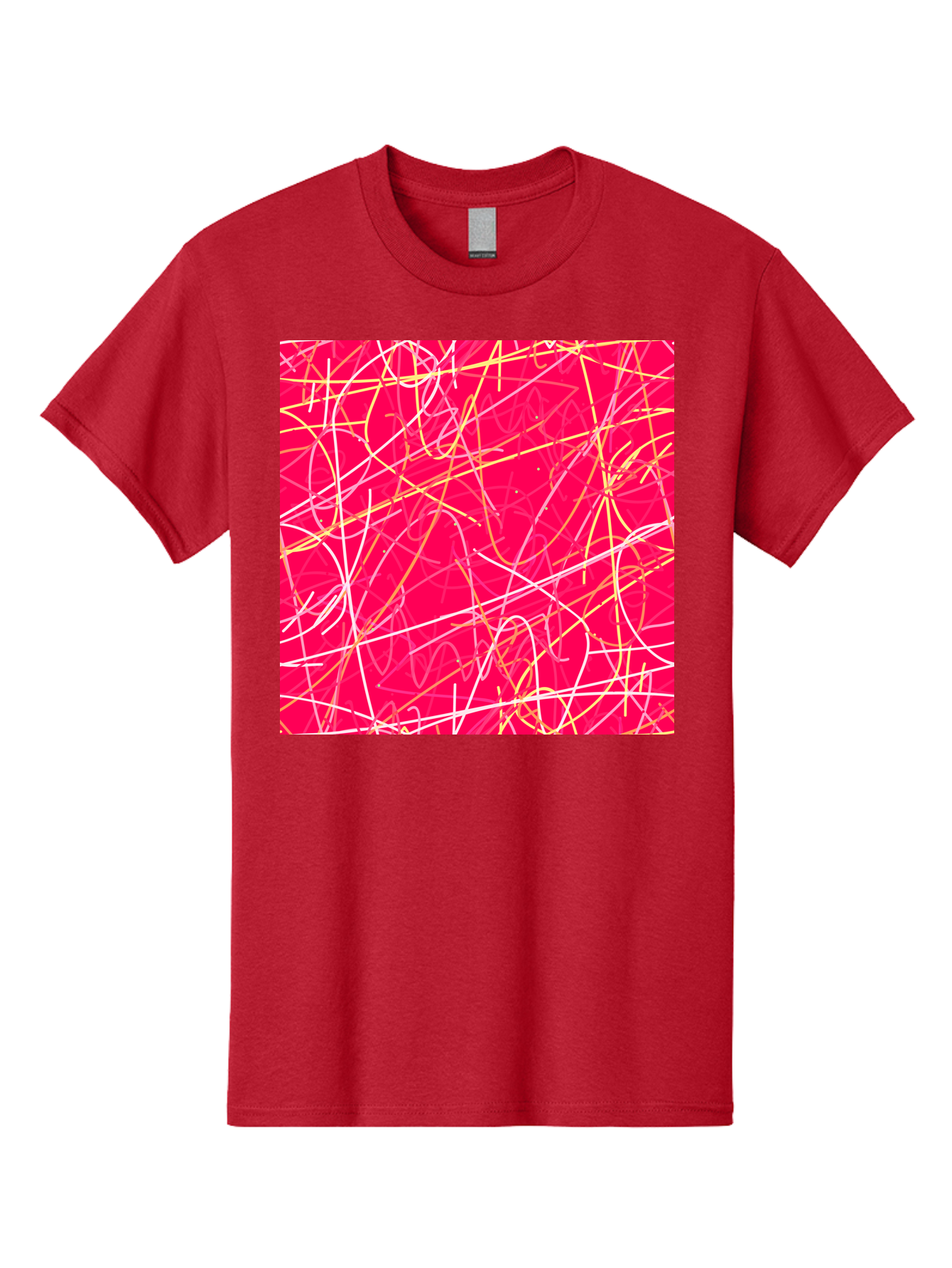 Abstract-Lines Men'S Graphic Tee, 100% Cotton, Comfortable Casual Summer Wear, Machine Washable, Abstract Art, Vibrant Pink Background, Swirling Lines, Dynamic Movement, Modern Design, Artistic Expression, Creative Wallpaper, Digital Art, Aac374 9