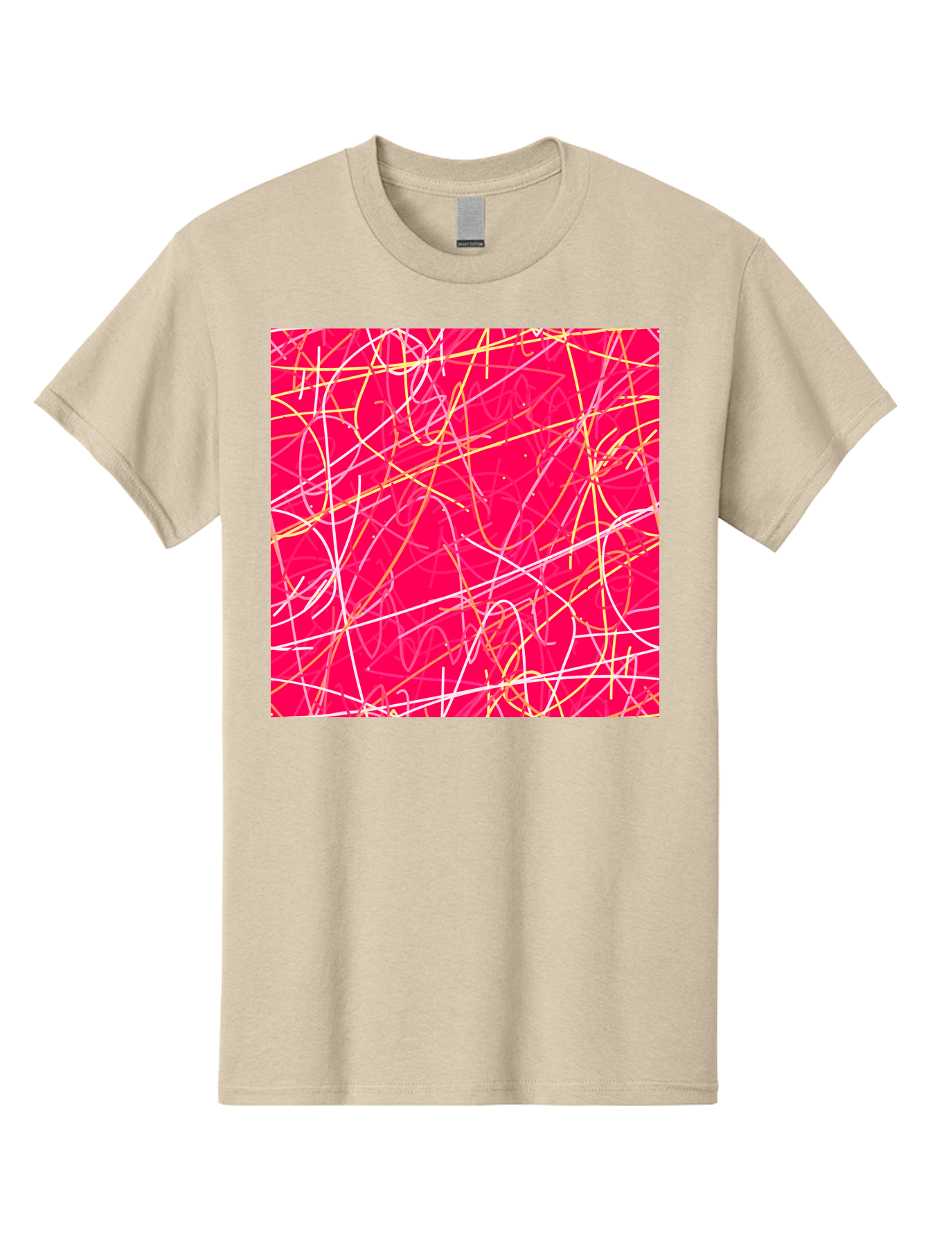 Abstract-Lines Men'S Graphic Tee, 100% Cotton, Comfortable Casual Summer Wear, Machine Washable, Abstract Art, Vibrant Pink Background, Swirling Lines, Dynamic Movement, Modern Design, Artistic Expression, Creative Wallpaper, Digital Art, Aac374 11