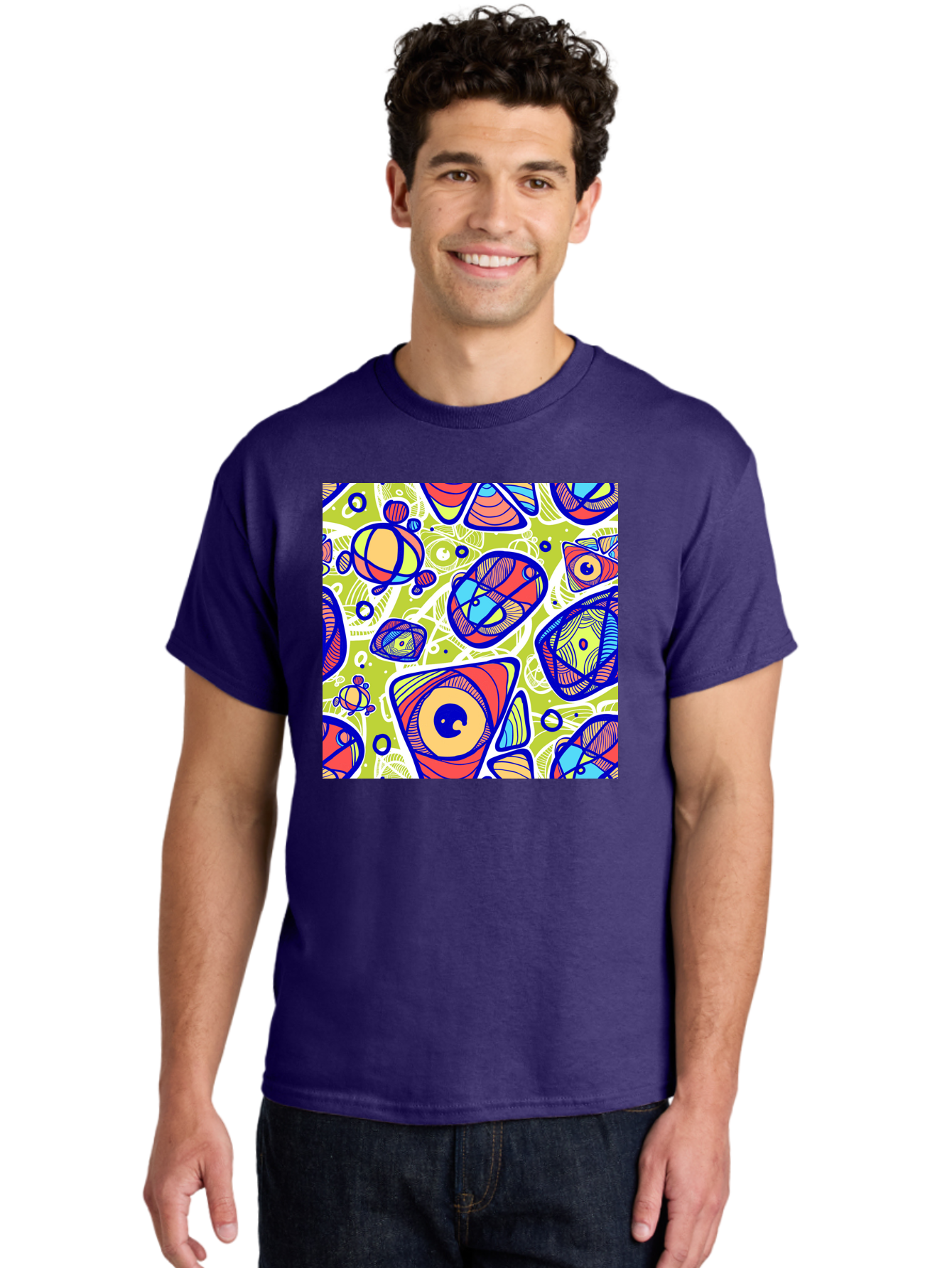 All-Seeing-Eyes Men'S Graphic Tee, 100% Cotton, Comfortable Casual Summer Wear, Machine Washable, Stylized Eyes, Abstract Shapes, Vibrant Colors, Bold Designs, Eye-Catching Patterns, Graphic Art, Tribal Motifs, Fantasy Elements, Aac375 10