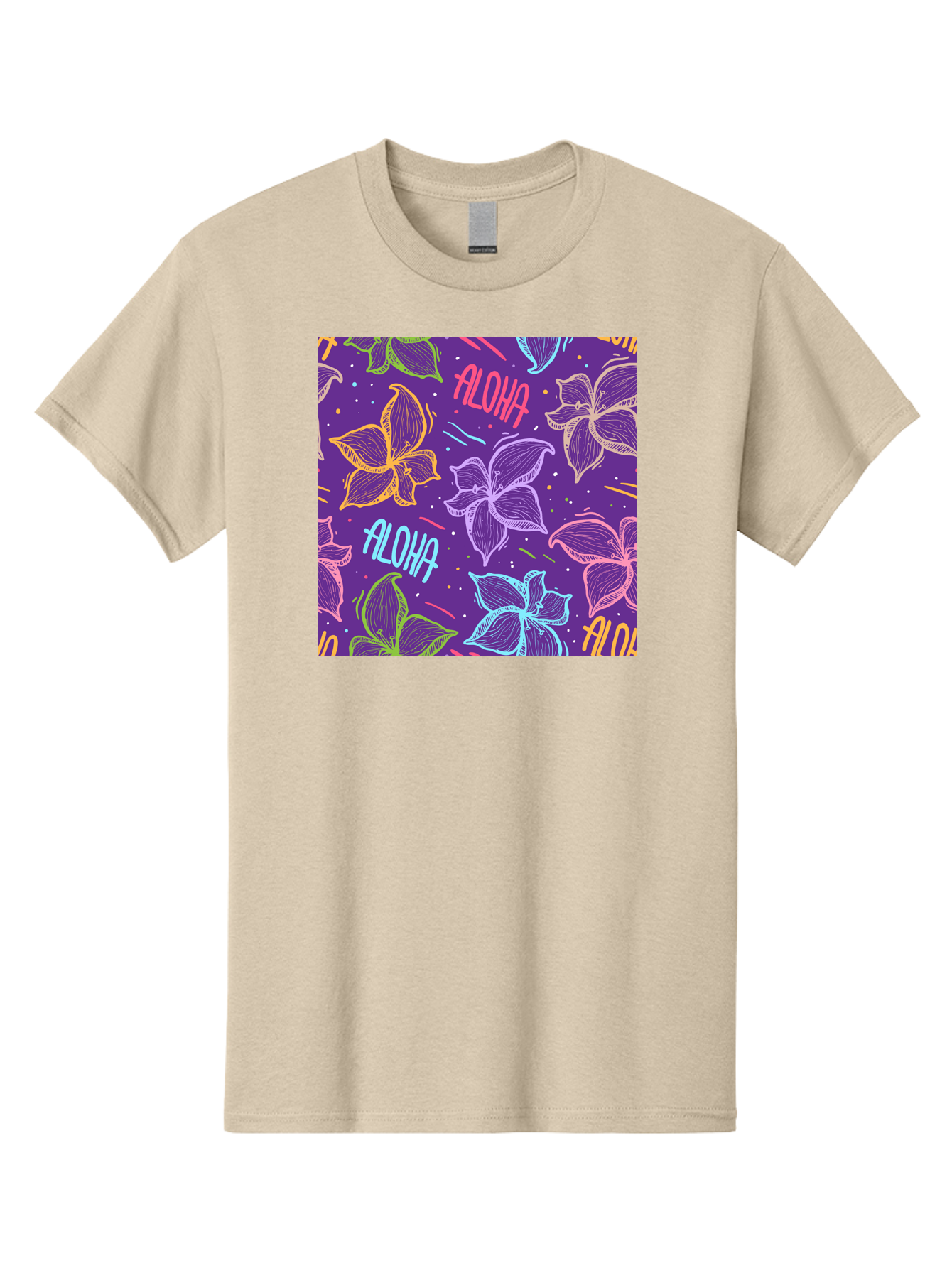 Aloha-Plumeria-Floral Men'S Graphic Tee, 100% Cotton, Comfortable Casual Summer Wear, Machine Washable, Plumeria Flowers, Tropical Flowers, Aloha Text, Colorful Graphics, Festive Design, Hawaiian Theme, Vibrant Colors, Playful Pattern, Aac376 29