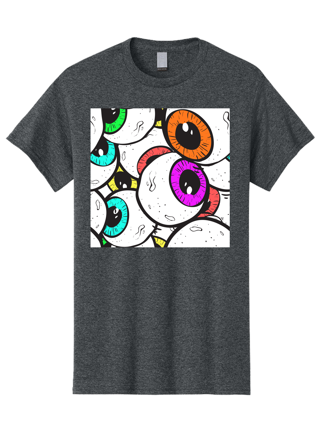 Cartoon-Eyes Men'S Graphic Tee, 100% Cotton, Comfortable Casual Summer Wear, Machine Washable, Cartoon Eyes, Vibrant Colors, Colorful Irises, Eyeballs, Illustration Art, Quirky Design, Playful Graphics, Eye-Catching Visuals, Modern Graphics, Aac381 7