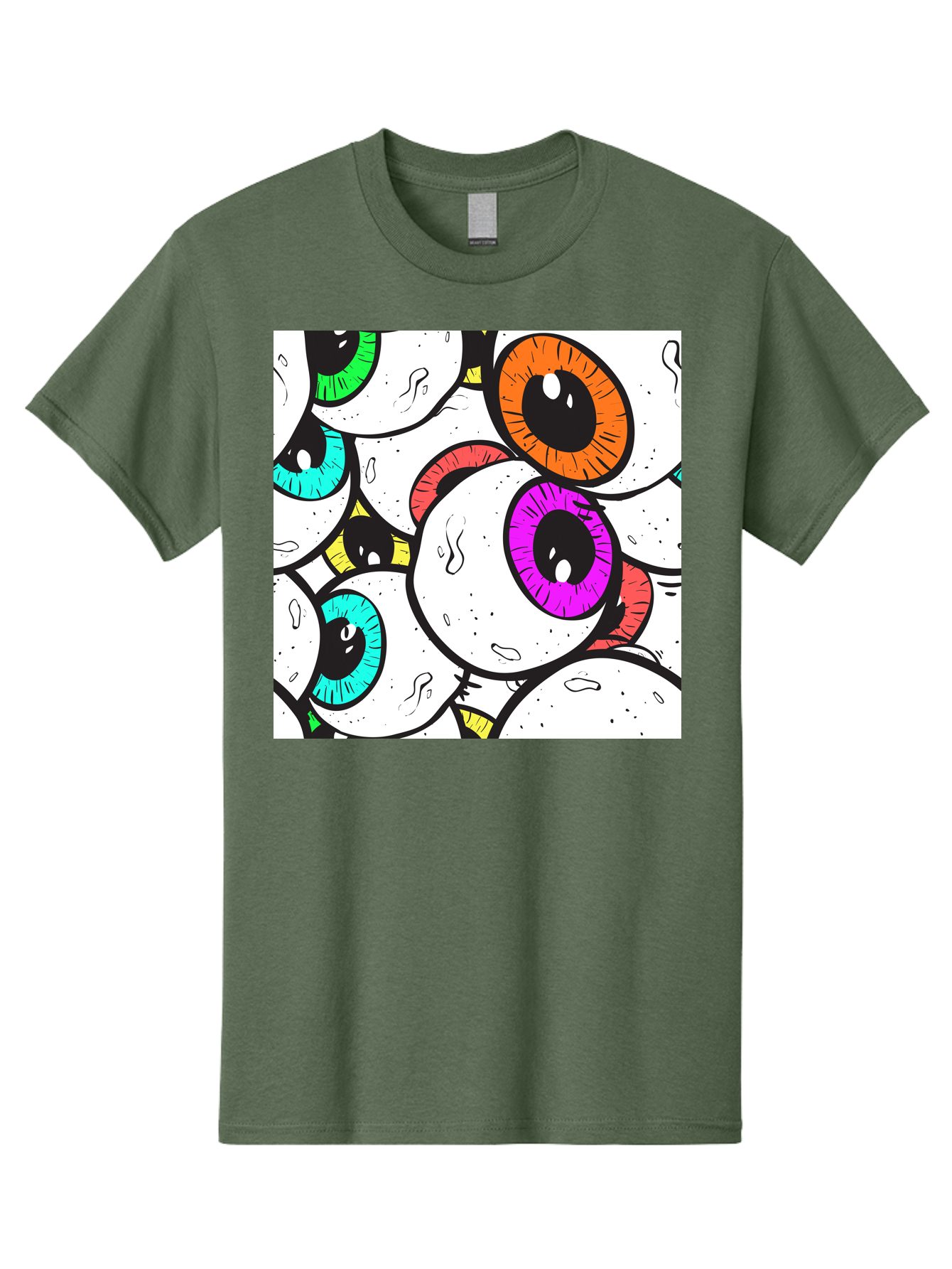 Cartoon-Eyes Men'S Graphic Tee, 100% Cotton, Comfortable Casual Summer Wear, Machine Washable, Cartoon Eyes, Vibrant Colors, Colorful Irises, Eyeballs, Illustration Art, Quirky Design, Playful Graphics, Eye-Catching Visuals, Modern Graphics, Aac381 5