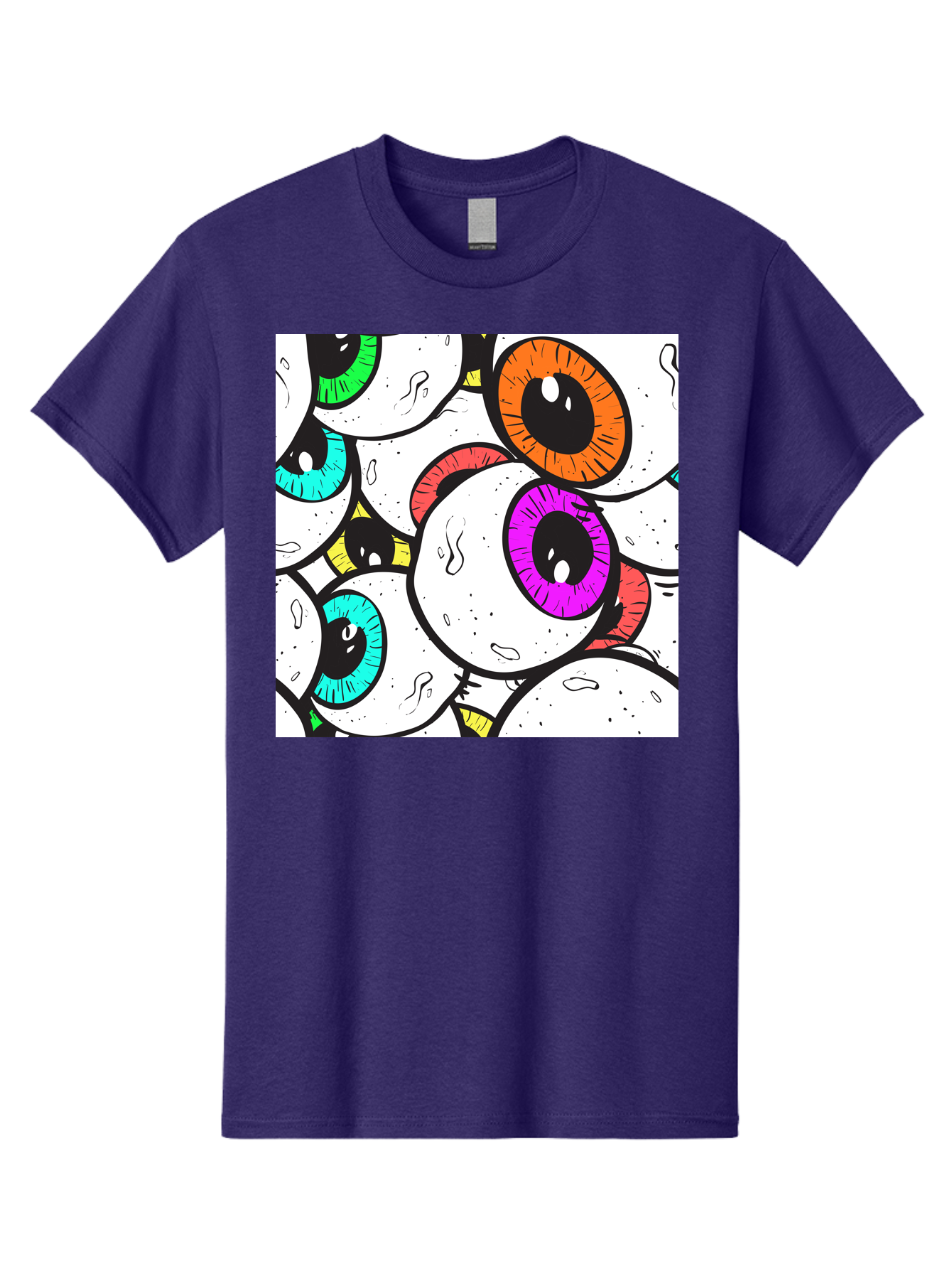 Cartoon-Eyes Men'S Graphic Tee, 100% Cotton, Comfortable Casual Summer Wear, Machine Washable, Cartoon Eyes, Vibrant Colors, Colorful Irises, Eyeballs, Illustration Art, Quirky Design, Playful Graphics, Eye-Catching Visuals, Modern Graphics, Aac381 15