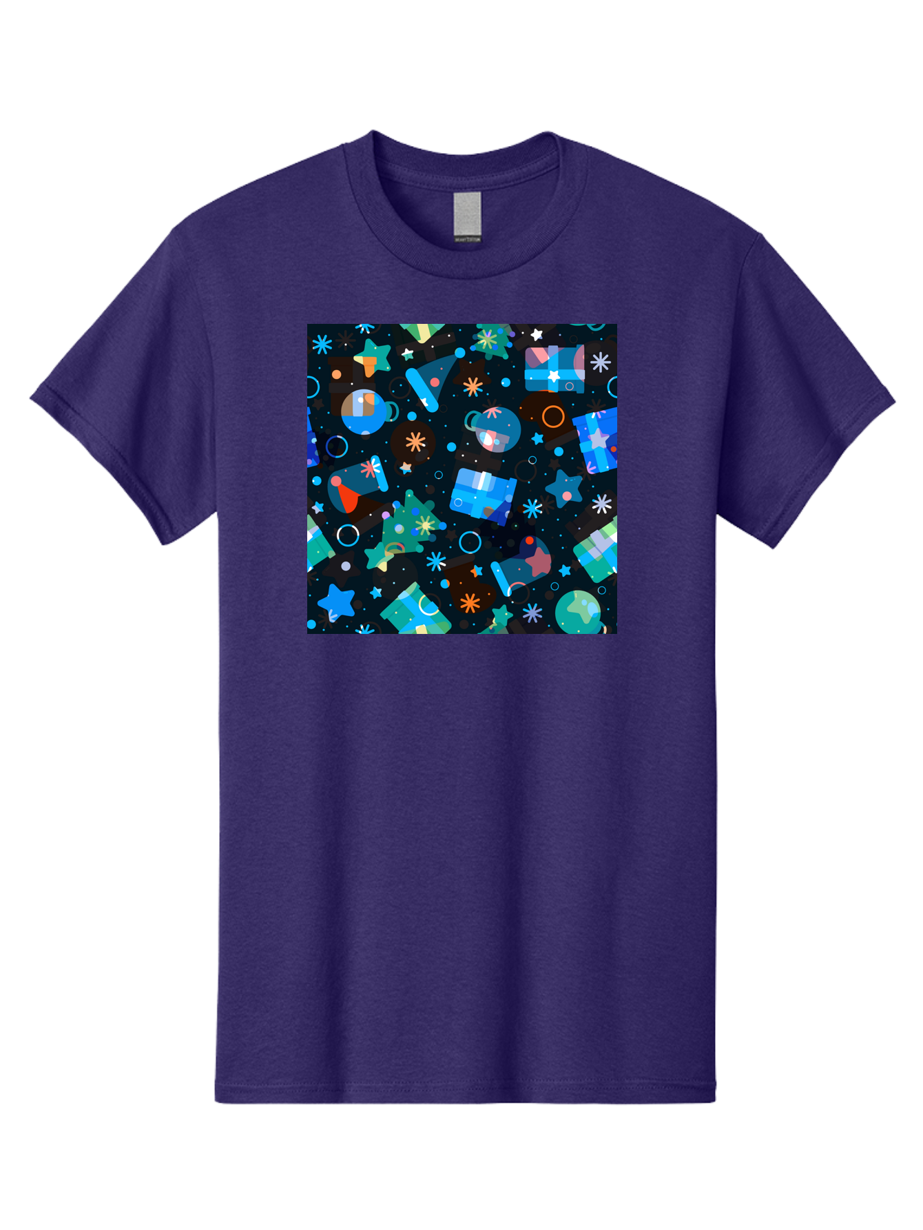 Christmas-Pattern Men'S Graphic Tee, 100% Cotton, Comfortable Casual Summer Wear, Machine Washable, Party Hats, Festive Decorations, Stars, Confetti, Balloons, Gift Boxes, Mug, Party Blowers, Celebratory Elements, Party Theme Aac385 29