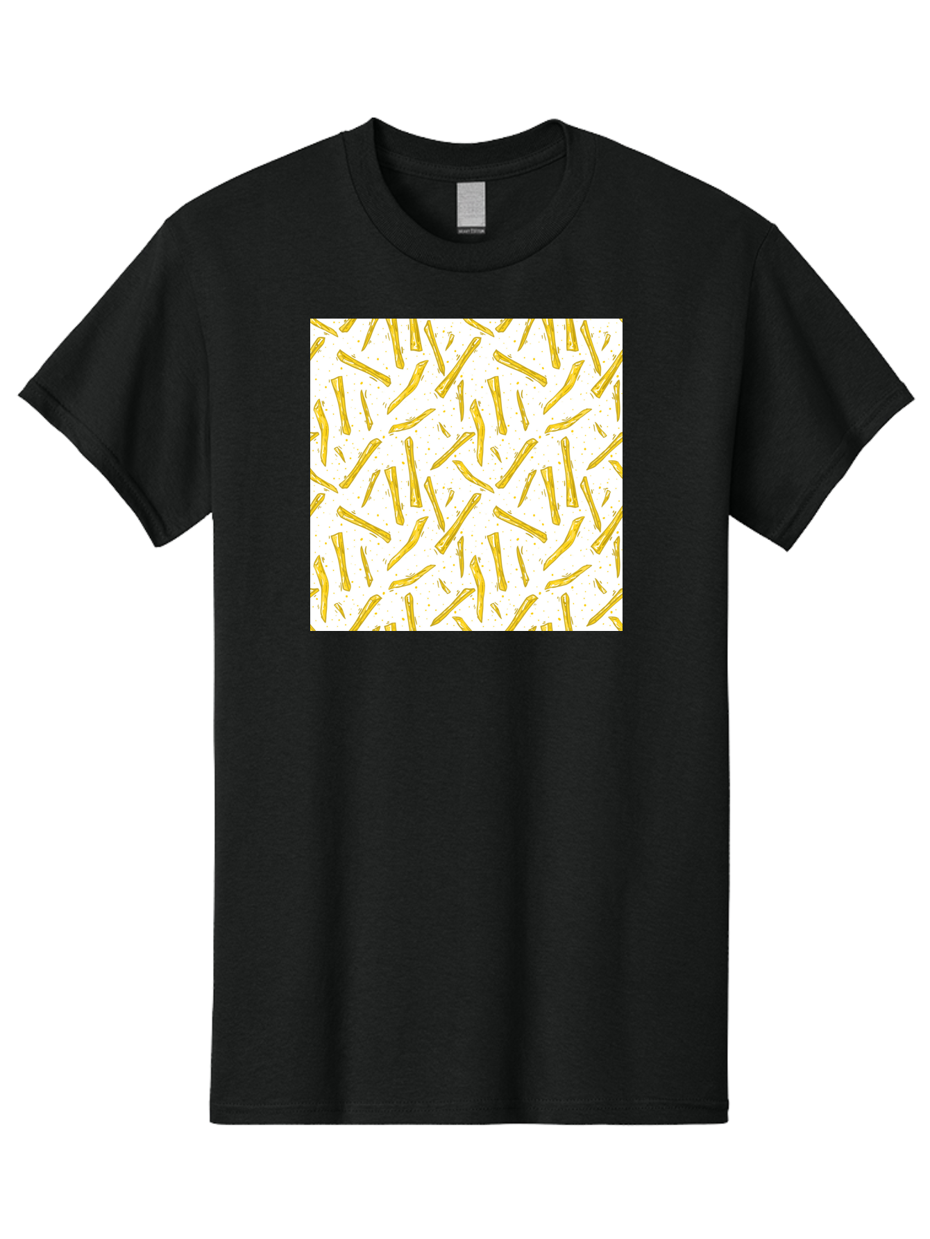 French-Fries-Pattern Men'S Graphic Tee, 100% Cotton, Comfortable Casual Summer Wear, Machine Washable, French Fries Pattern, Yellow Fries, White Background, Food Design, Snack Pattern, Restaurant Theme, Casual Dining, Appetizing Visuals, Aac393 29