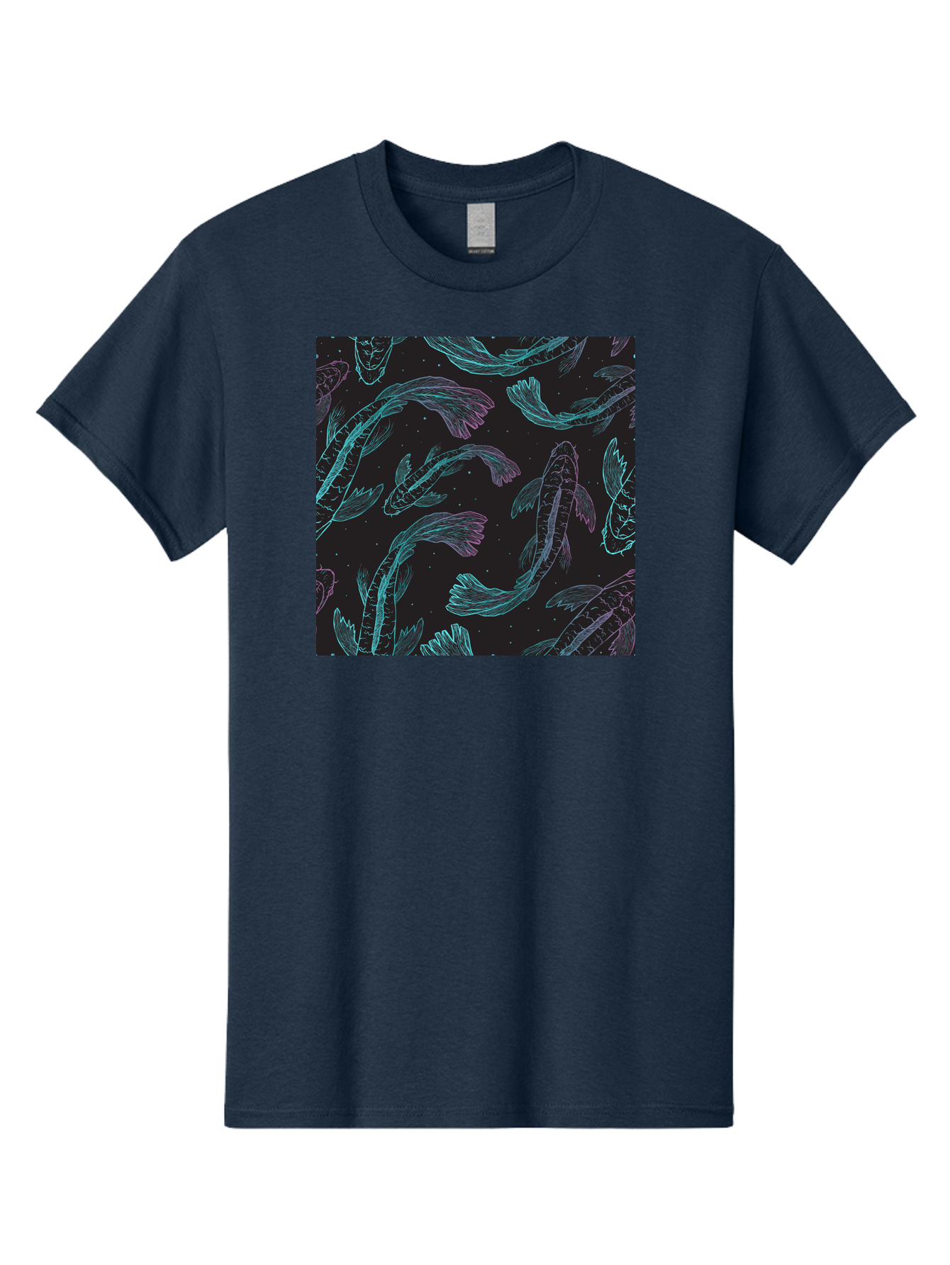 Koi-Fish-Pattern Men'S Graphic Tee, 100% Cotton, Comfortable Casual Summer Wear, Machine Washable, Koi Fish Pattern, Neon Koi, Fish Illustration, Aquatic Design, Vibrant Colors, Whimsical Artwork, Abstract Fish, Digital Art, Koi Fish Art, Aac401 29