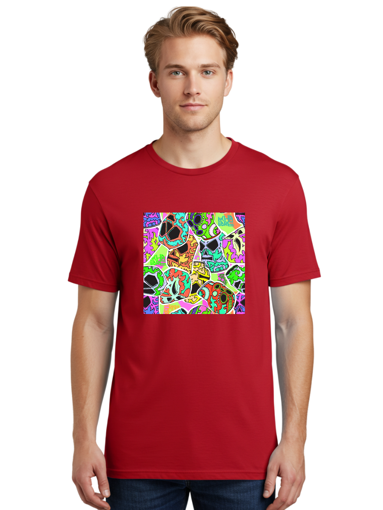 Lull-Em-Bars-Sugar-Skulls Men'S Graphic Tee, 100% Cotton, Comfortable Casual Summer Wear, Machine Washable, Psychedelic Skulls, Vibrant Colors, Floral Patterns, Abstract Designs, Colorful Artwork, Skull Art, Digital Illustration, Lull 'Em Bars Aac403 8