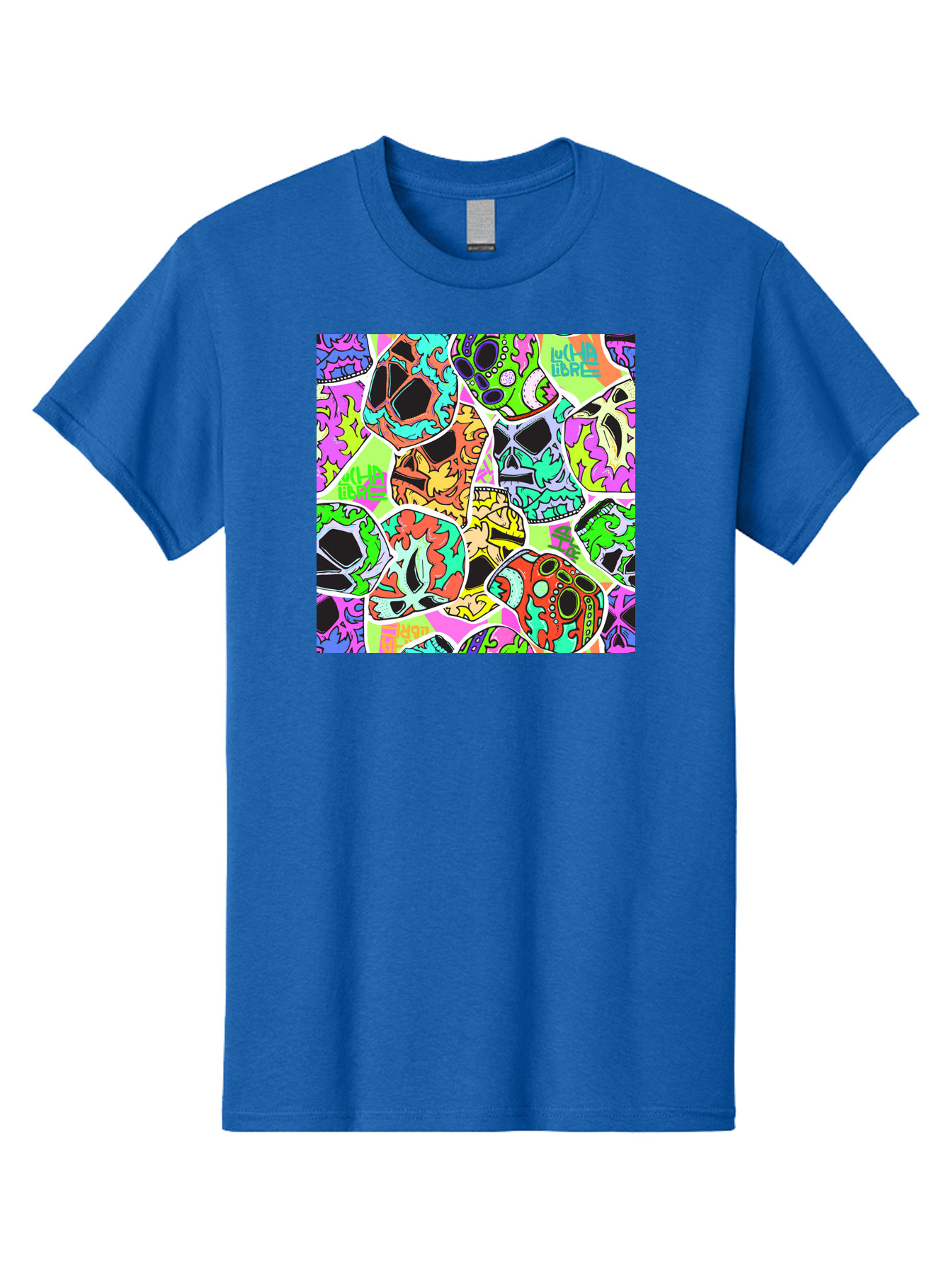 Lull-Em-Bars-Sugar-Skulls Men'S Graphic Tee, 100% Cotton, Comfortable Casual Summer Wear, Machine Washable, Psychedelic Skulls, Vibrant Colors, Floral Patterns, Abstract Designs, Colorful Artwork, Skull Art, Digital Illustration, Lull 'Em Bars Aac403 11
