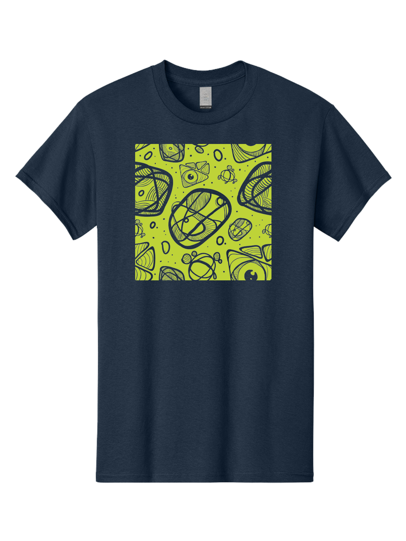Ocean-Life Men'S Graphic Tee, 100% Cotton, Comfortable Casual Summer Wear, Machine Washable, Stylish Fish Illustrations, Ocean Creatures, Abstract Art, White Line Drawings, Playful Patterns, Whimsical Designs, Food-Inspired Artwork, Aac409 3