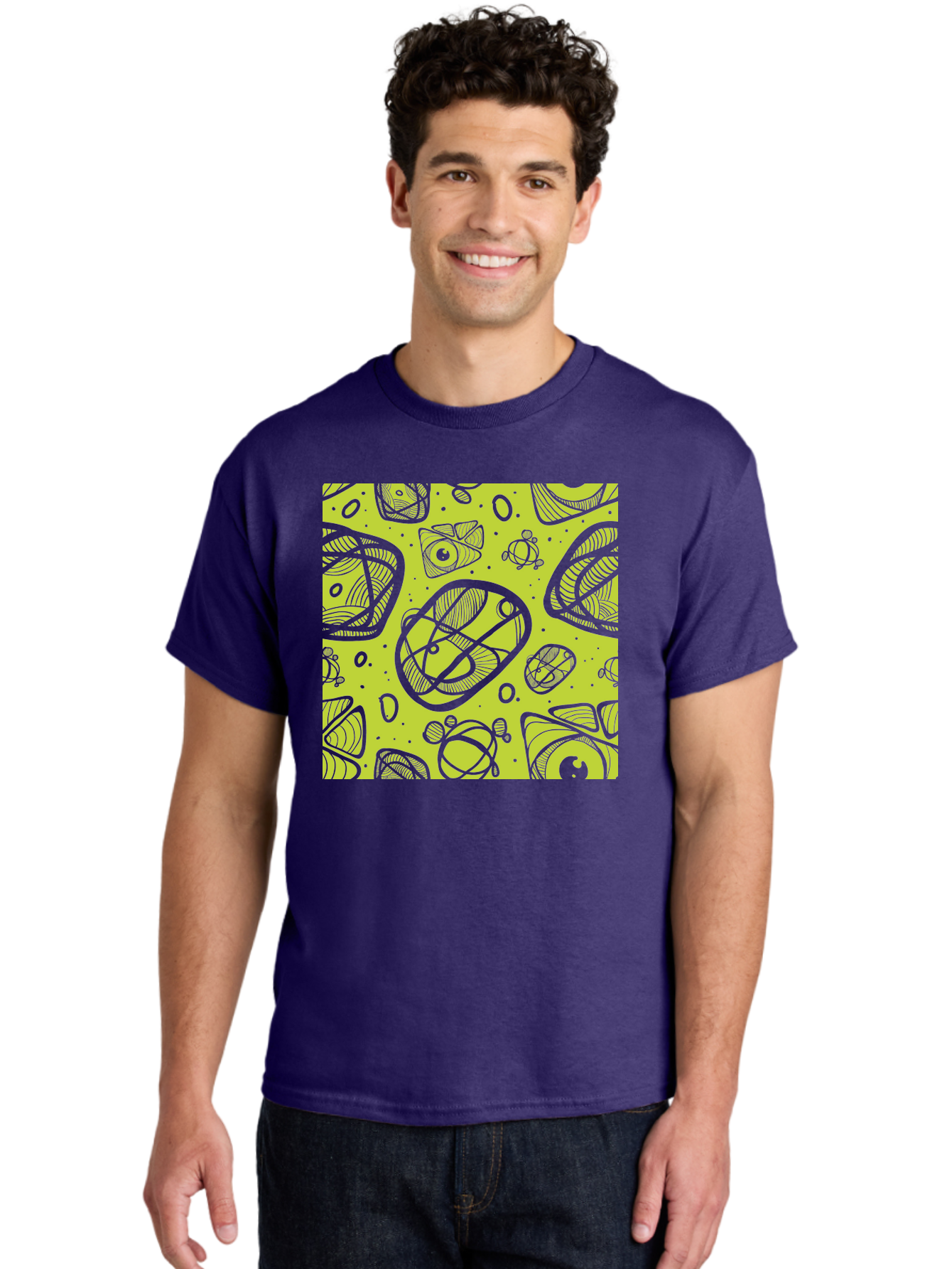 Ocean-Life Men'S Graphic Tee, 100% Cotton, Comfortable Casual Summer Wear, Machine Washable, Stylish Fish Illustrations, Ocean Creatures, Abstract Art, White Line Drawings, Playful Patterns, Whimsical Designs, Food-Inspired Artwork, Aac409 10