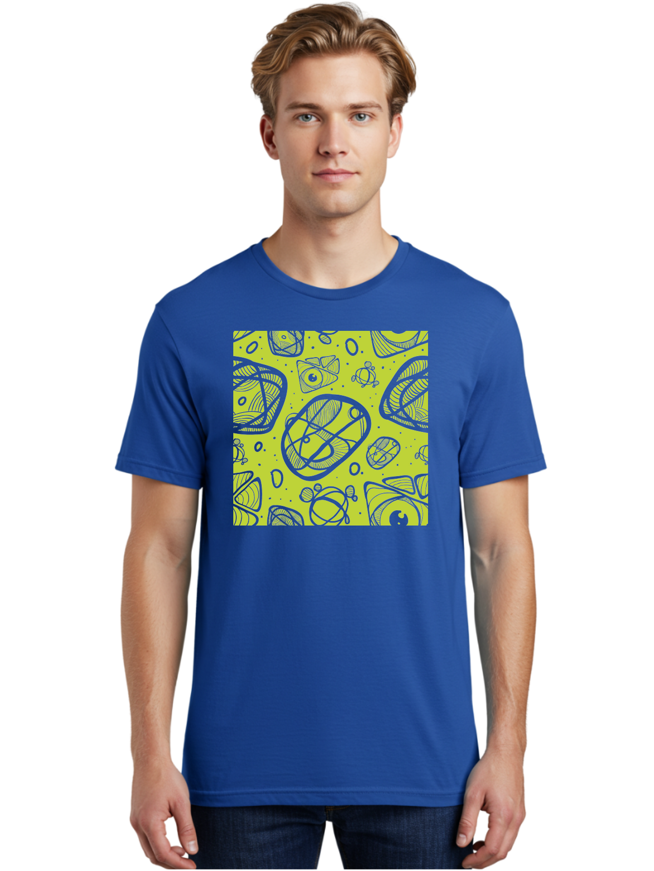 Ocean-Life Men'S Graphic Tee, 100% Cotton, Comfortable Casual Summer Wear, Machine Washable, Stylish Fish Illustrations, Ocean Creatures, Abstract Art, White Line Drawings, Playful Patterns, Whimsical Designs, Food-Inspired Artwork, Aac409 18