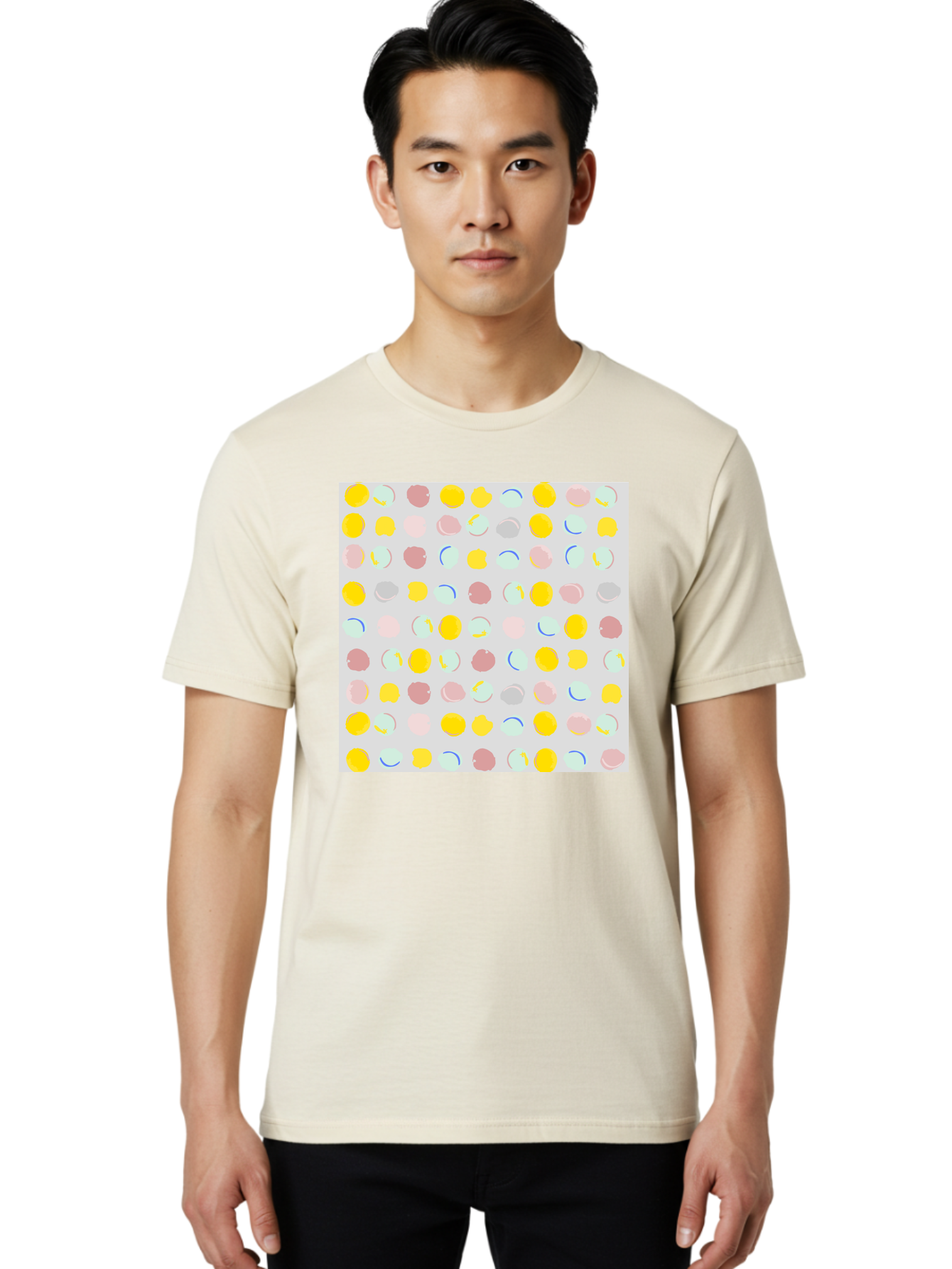 Pastel-Polka-Dots Men'S Graphic Tee, 100% Cotton, Comfortable Casual Summer Wear, Machine Washable, Pastel Colors, Abstract Design, Geometric Pattern, Colorful Dots, Creative Art, Decorative Background, Modern Style, Artistic Expression, Aac410 18