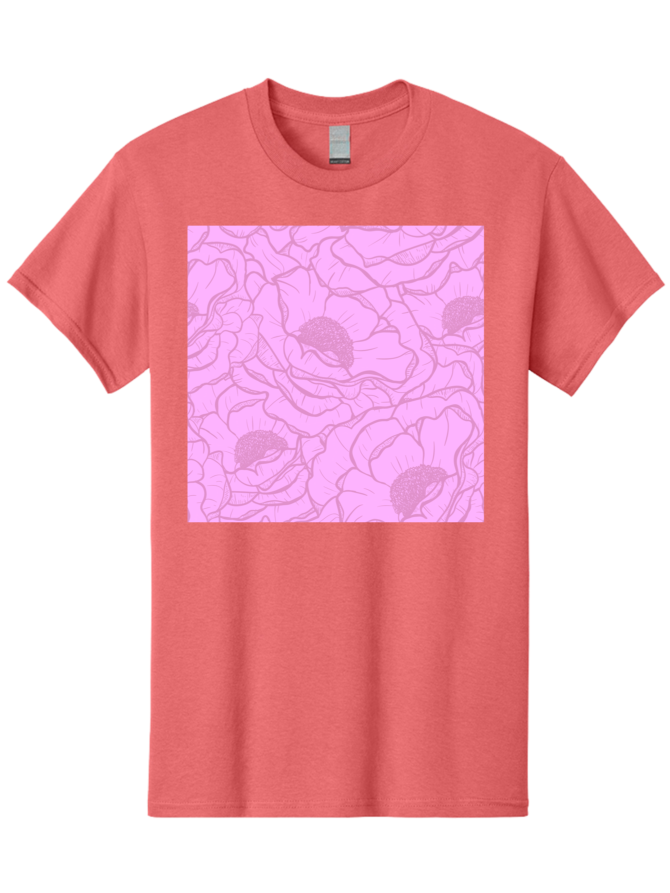 Poppies Men'S Graphic Tee, 100% Cotton, Comfortable Casual Summer Wear, Machine Washable, Pink Flowers, Floral Pattern, Delicate Petals, Intricate Details, Soft Pink Hue, Feminine Design, Bohemian Style, Wallpaper, Pastel Colors, Aac417 27