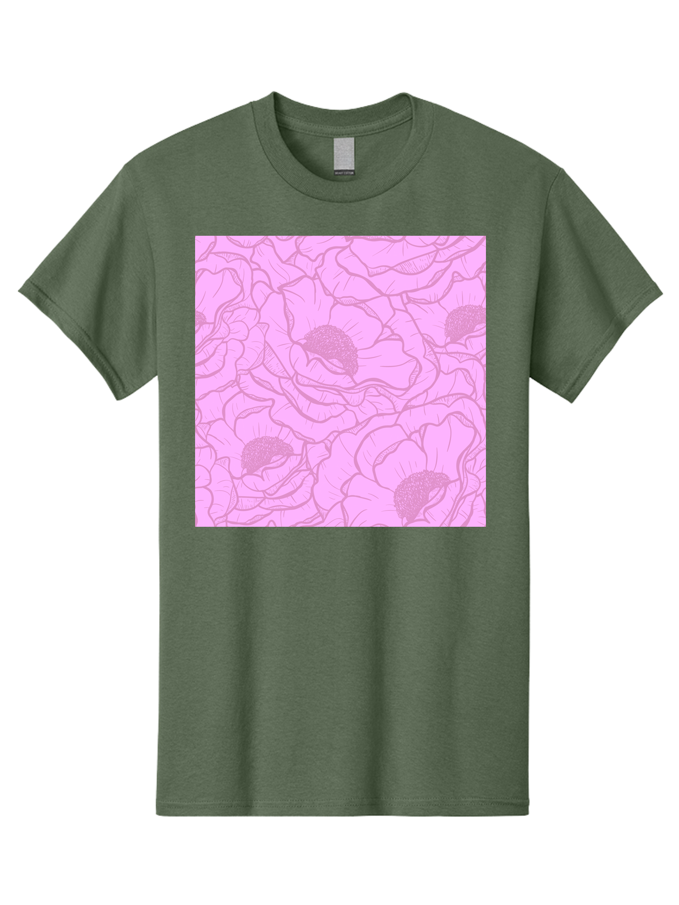 Poppies Men'S Graphic Tee, 100% Cotton, Comfortable Casual Summer Wear, Machine Washable, Pink Flowers, Floral Pattern, Delicate Petals, Intricate Details, Soft Pink Hue, Feminine Design, Bohemian Style, Wallpaper, Pastel Colors, Aac417 5