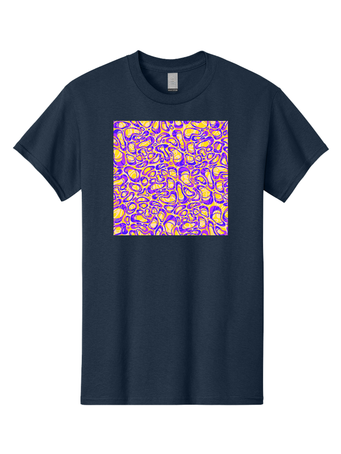 Purple-And-Yellow-Swirl Men'S Graphic Tee, 100% Cotton, Comfortable Casual Summer Wear, Machine Washable, Amethyst And Lemon Swirly Pattern, Abstract Design, Vibrant Purple, Yellow Shapes, Organic Texture, Mesmerizing Visual Effect, Aac418 21