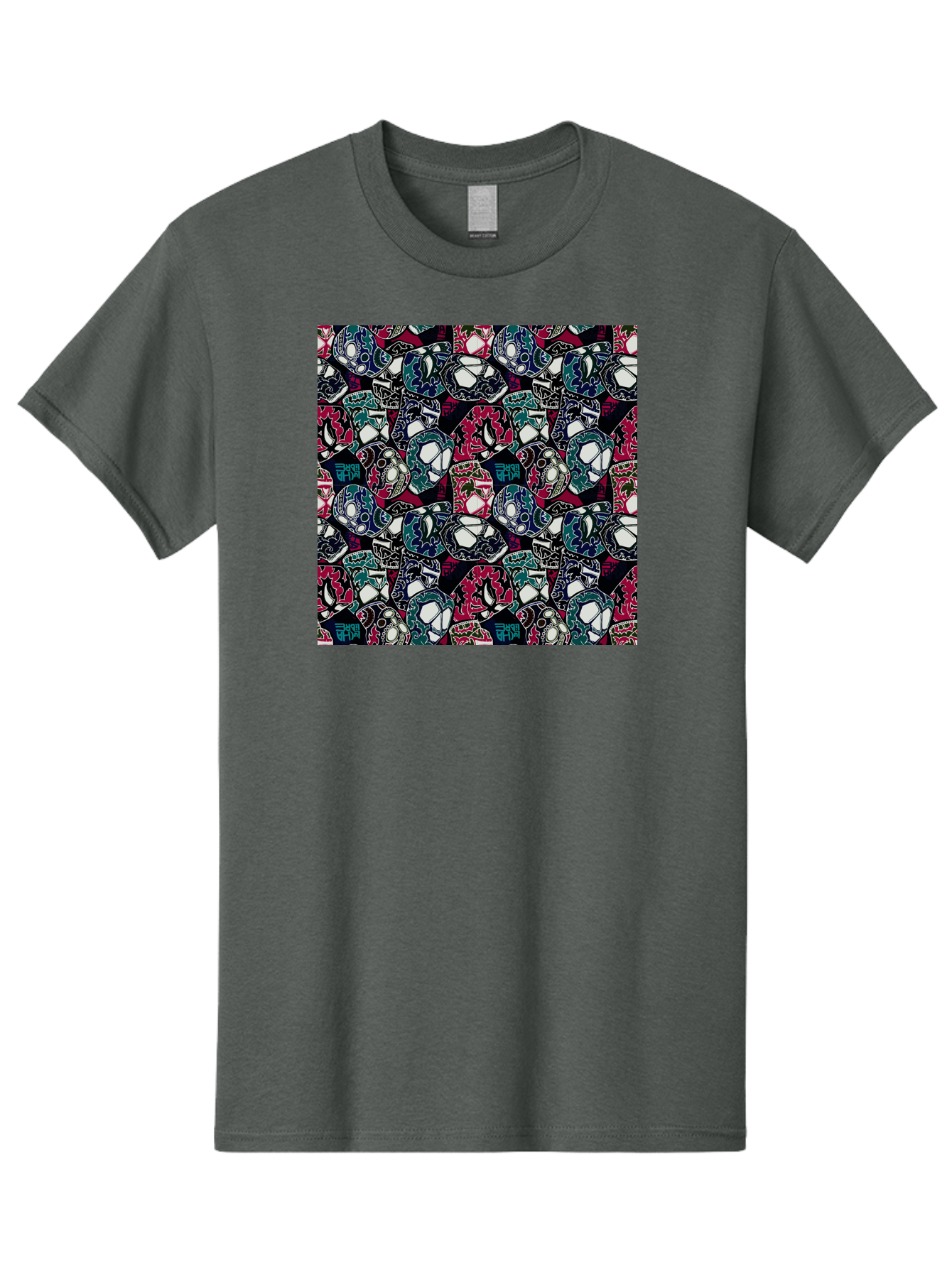 Sugar-Skull-Pattern Men'S Graphic Tee, 100% Cotton, Comfortable Casual Summer Wear, Machine Washable, Sugar Skulls, Colorful Skulls, Day Of The Dead, Mexican Culture, Ornate Designs, Floral Patterns, Vibrant Colors, Festive Atmosphere, Aac422 3