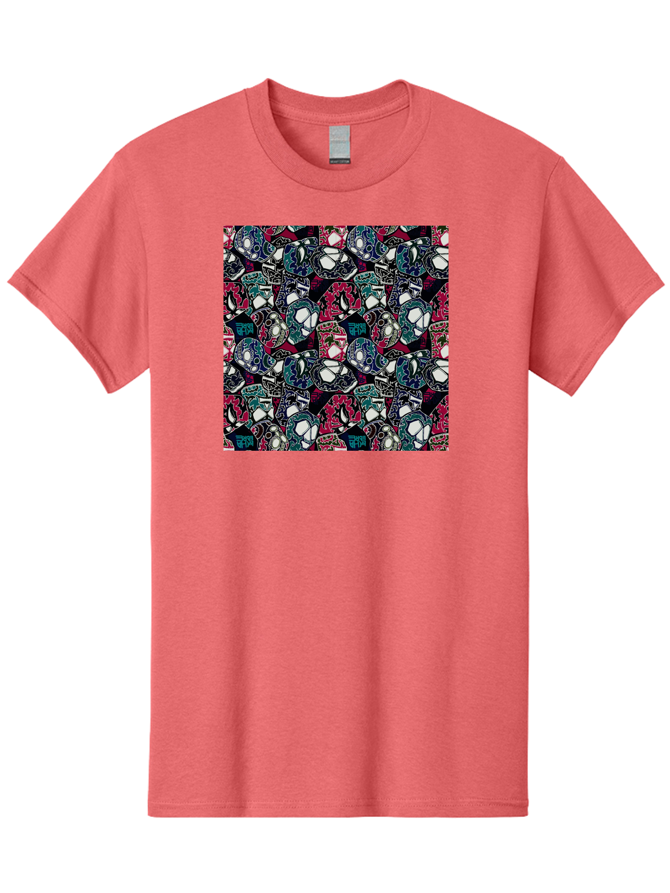 Sugar-Skull-Pattern Men'S Graphic Tee, 100% Cotton, Comfortable Casual Summer Wear, Machine Washable, Sugar Skulls, Colorful Skulls, Day Of The Dead, Mexican Culture, Ornate Designs, Floral Patterns, Vibrant Colors, Festive Atmosphere, Aac422 21