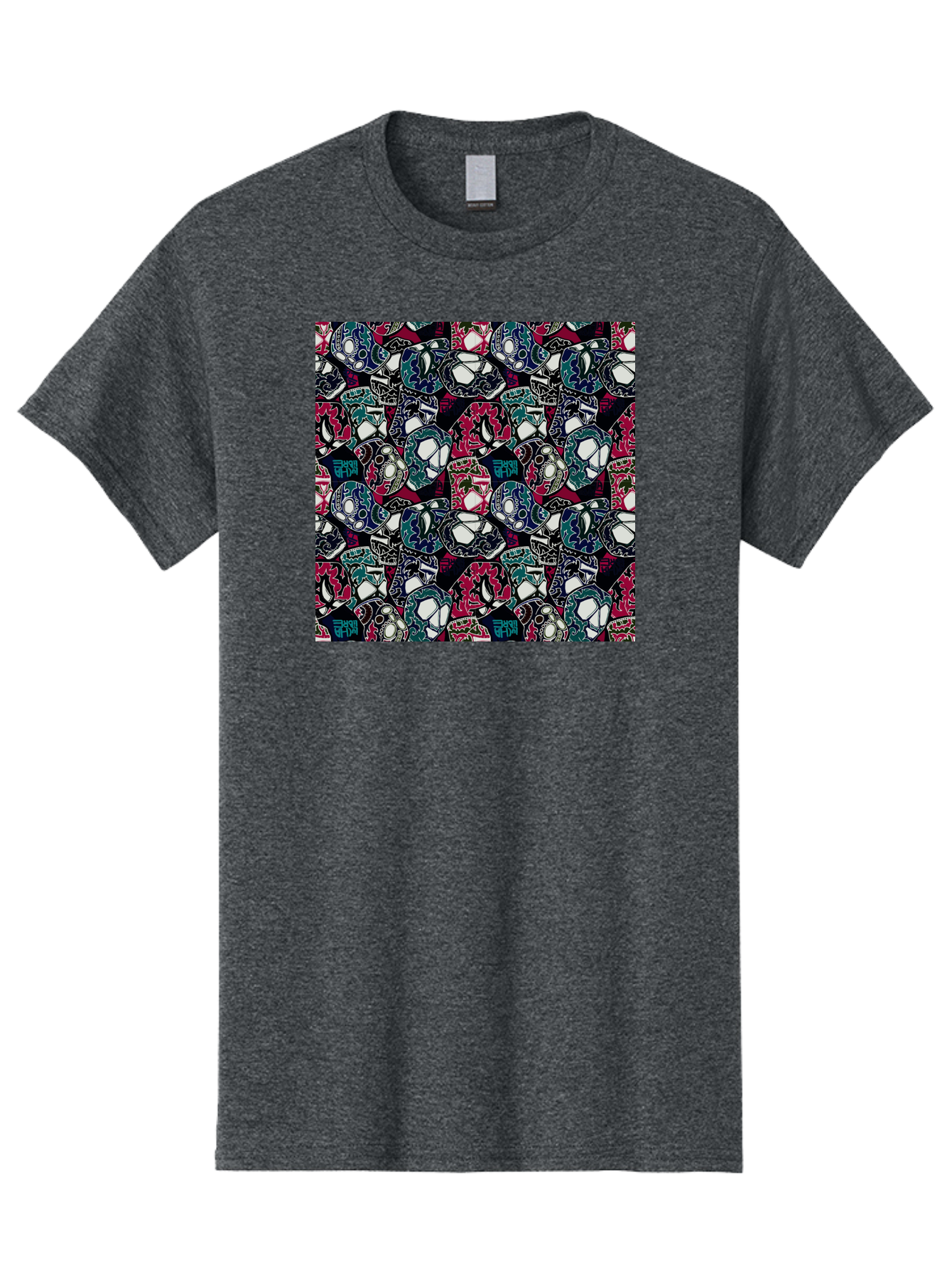 Sugar-Skull-Pattern Men'S Graphic Tee, 100% Cotton, Comfortable Casual Summer Wear, Machine Washable, Sugar Skulls, Colorful Skulls, Day Of The Dead, Mexican Culture, Ornate Designs, Floral Patterns, Vibrant Colors, Festive Atmosphere, Aac422 29