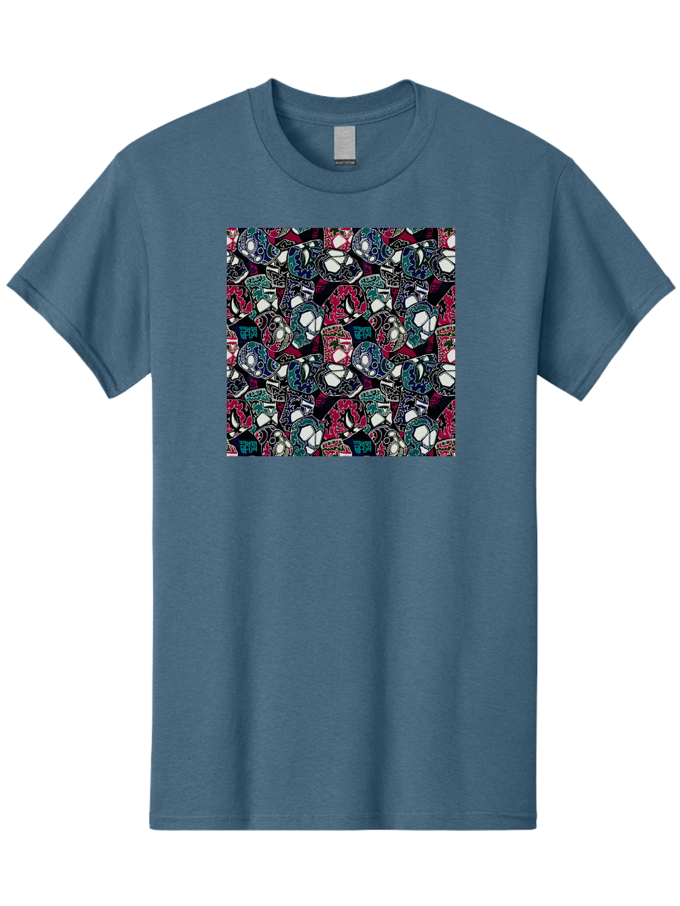 Sugar-Skull-Pattern Men'S Graphic Tee, 100% Cotton, Comfortable Casual Summer Wear, Machine Washable, Sugar Skulls, Colorful Skulls, Day Of The Dead, Mexican Culture, Ornate Designs, Floral Patterns, Vibrant Colors, Festive Atmosphere, Aac422 5