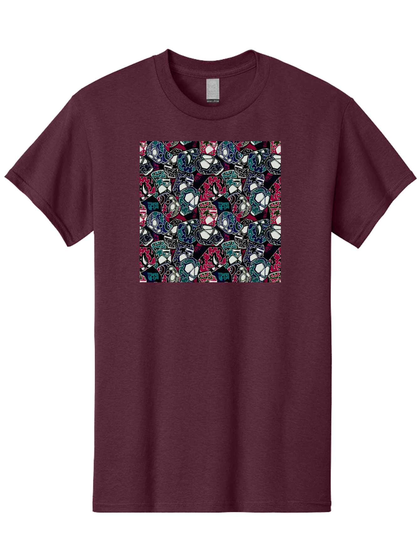 Sugar-Skull-Pattern Men'S Graphic Tee, 100% Cotton, Comfortable Casual Summer Wear, Machine Washable, Sugar Skulls, Colorful Skulls, Day Of The Dead, Mexican Culture, Ornate Designs, Floral Patterns, Vibrant Colors, Festive Atmosphere, Aac422 25