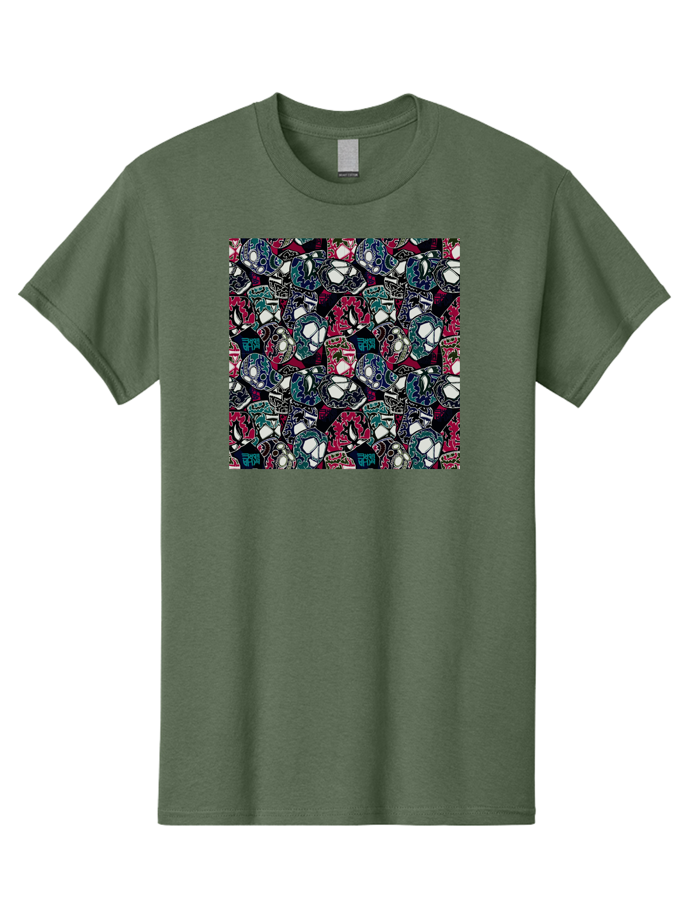 Sugar-Skull-Pattern Men'S Graphic Tee, 100% Cotton, Comfortable Casual Summer Wear, Machine Washable, Sugar Skulls, Colorful Skulls, Day Of The Dead, Mexican Culture, Ornate Designs, Floral Patterns, Vibrant Colors, Festive Atmosphere, Aac422 15