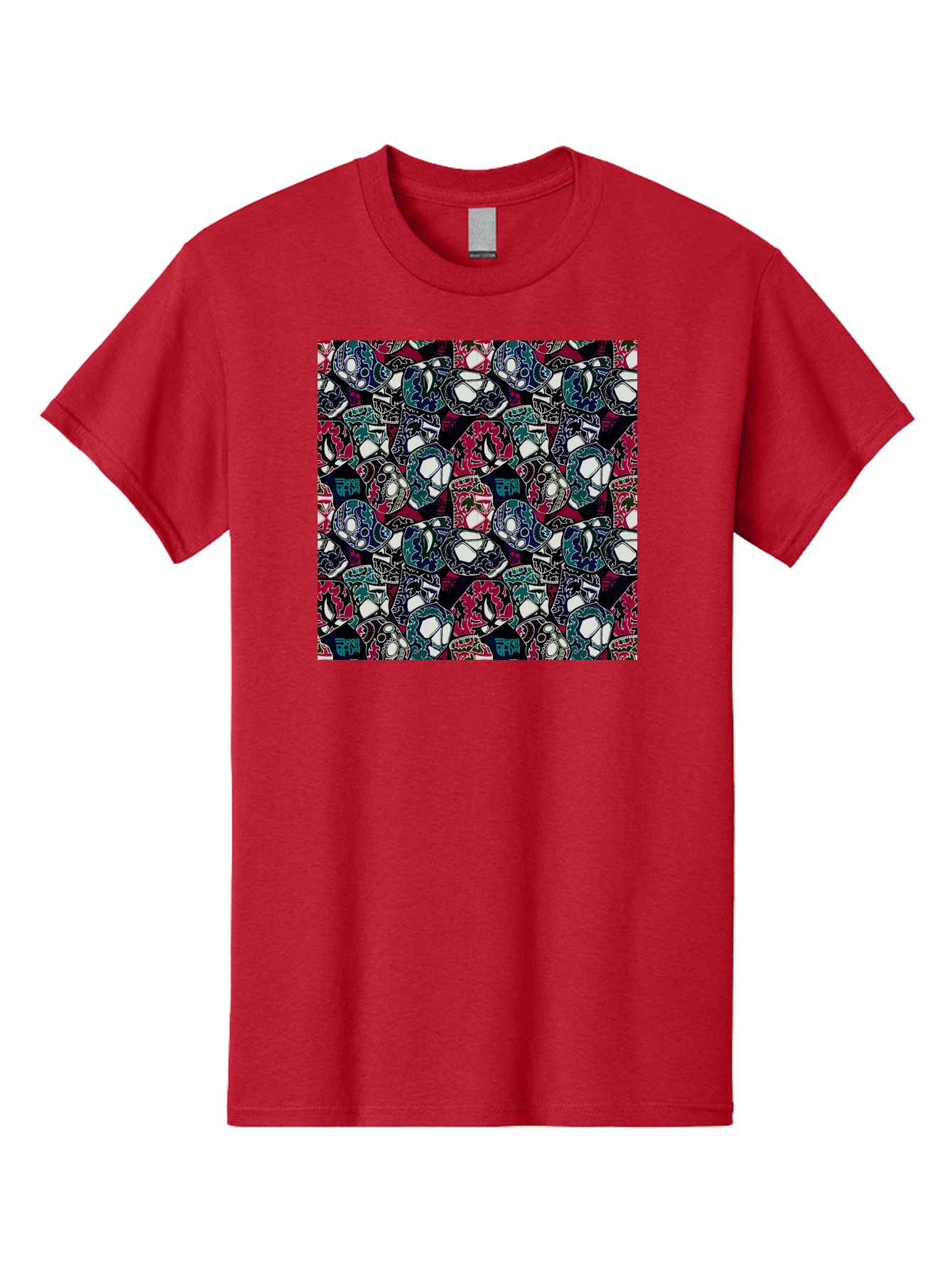 Sugar-Skull-Pattern Men'S Graphic Tee, 100% Cotton, Comfortable Casual Summer Wear, Machine Washable, Sugar Skulls, Colorful Skulls, Day Of The Dead, Mexican Culture, Ornate Designs, Floral Patterns, Vibrant Colors, Festive Atmosphere, Aac422 17