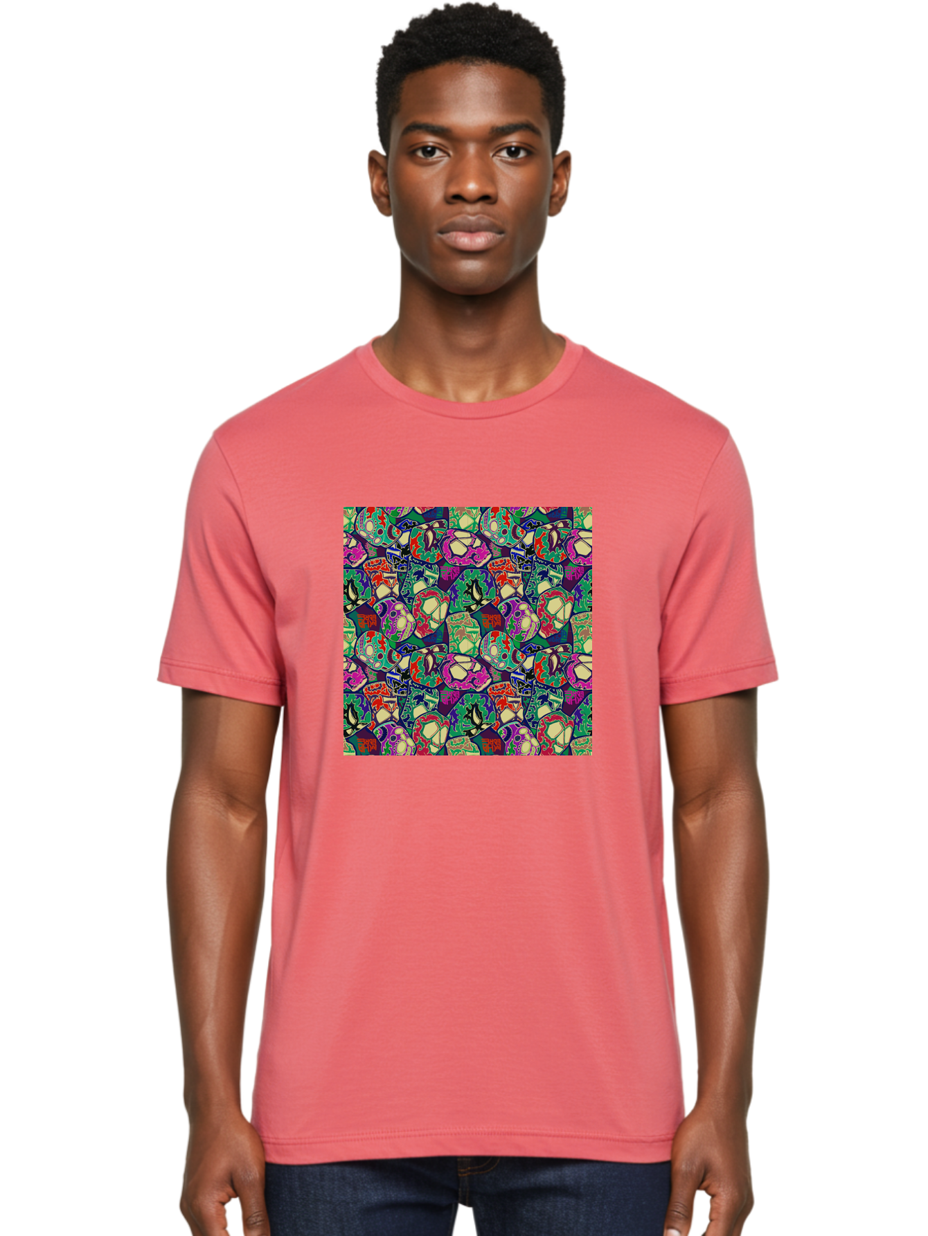 Sugar-Skulls Men'S Graphic Tee, 100% Cotton, Comfortable Casual Summer Wear, Machine Washable, Sugar Skulls, Colorful Designs, Vibrant Patterns, Dia De Los Muertos, Festive Atmosphere, Artistic Expression, Cultural Heritage, Intricate Details, Aac423 4