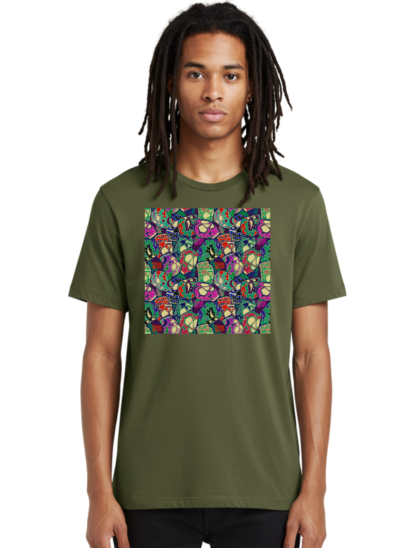 Sugar-Skulls Men'S Graphic Tee, 100% Cotton, Comfortable Casual Summer Wear, Machine Washable, Sugar Skulls, Colorful Designs, Vibrant Patterns, Dia De Los Muertos, Festive Atmosphere, Artistic Expression, Cultural Heritage, Intricate Details, Aac423 22