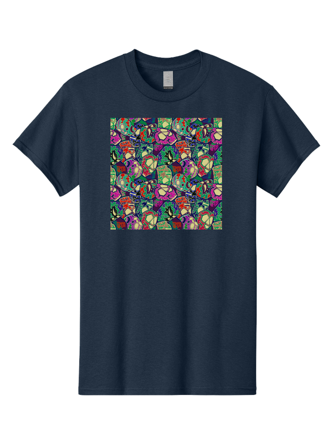 Sugar-Skulls Men'S Graphic Tee, 100% Cotton, Comfortable Casual Summer Wear, Machine Washable, Sugar Skulls, Colorful Designs, Vibrant Patterns, Dia De Los Muertos, Festive Atmosphere, Artistic Expression, Cultural Heritage, Intricate Details, Aac423 25