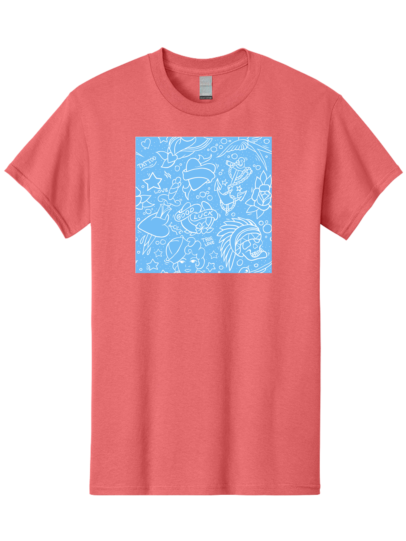 Tattoo Men'S Graphic Tee, 100% Cotton, Comfortable Casual Summer Wear, Machine Washable, Tattoo Designs, Skull Illustrations, Floral Motifs, Star Patterns, Banner Graphics, Ribbon Elements, Whimsical Doodles, Symbolic Imagery, Body Art Aac426 1