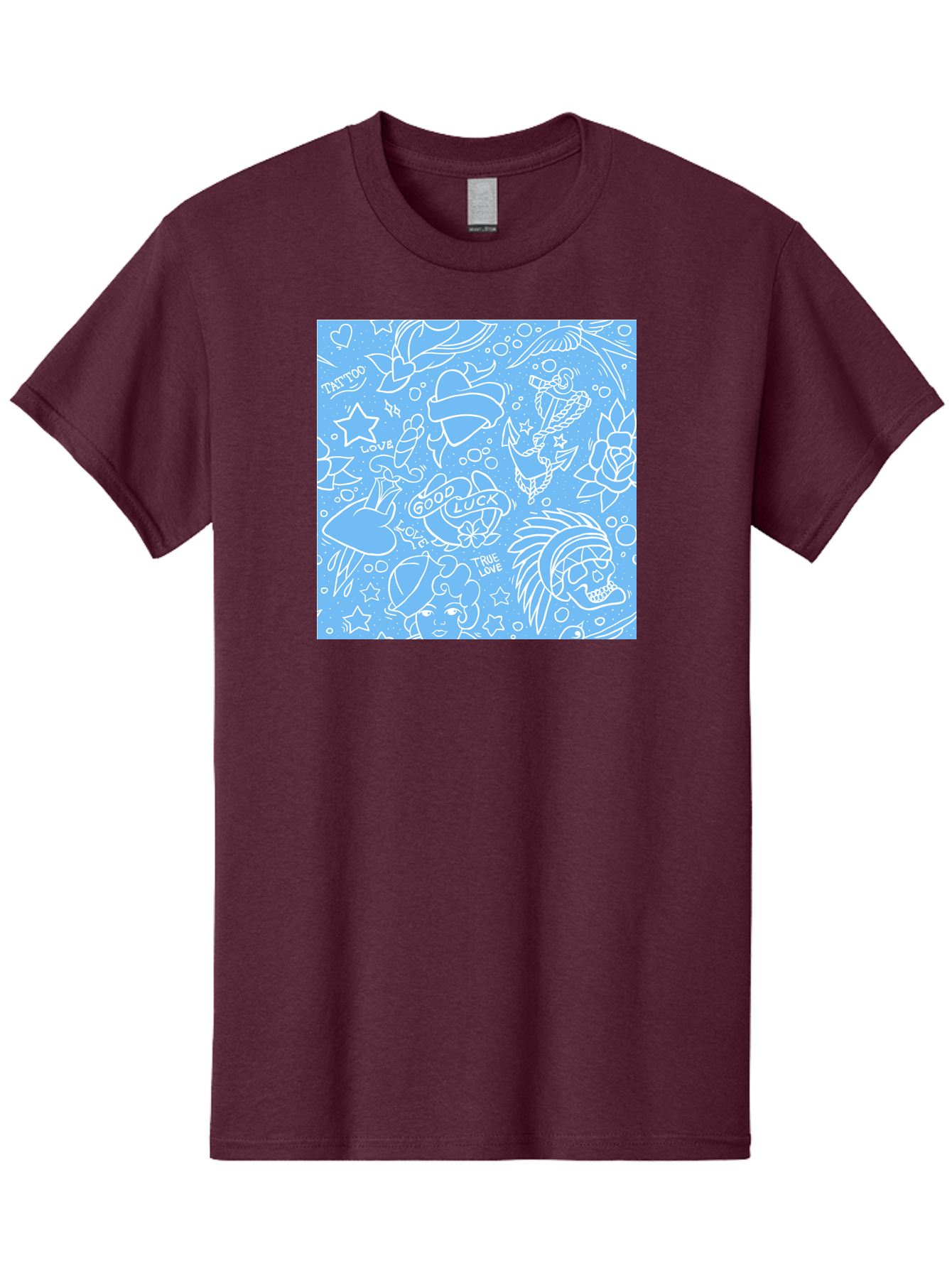 Tattoo Men'S Graphic Tee, 100% Cotton, Comfortable Casual Summer Wear, Machine Washable, Tattoo Designs, Skull Illustrations, Floral Motifs, Star Patterns, Banner Graphics, Ribbon Elements, Whimsical Doodles, Symbolic Imagery, Body Art Aac426 29