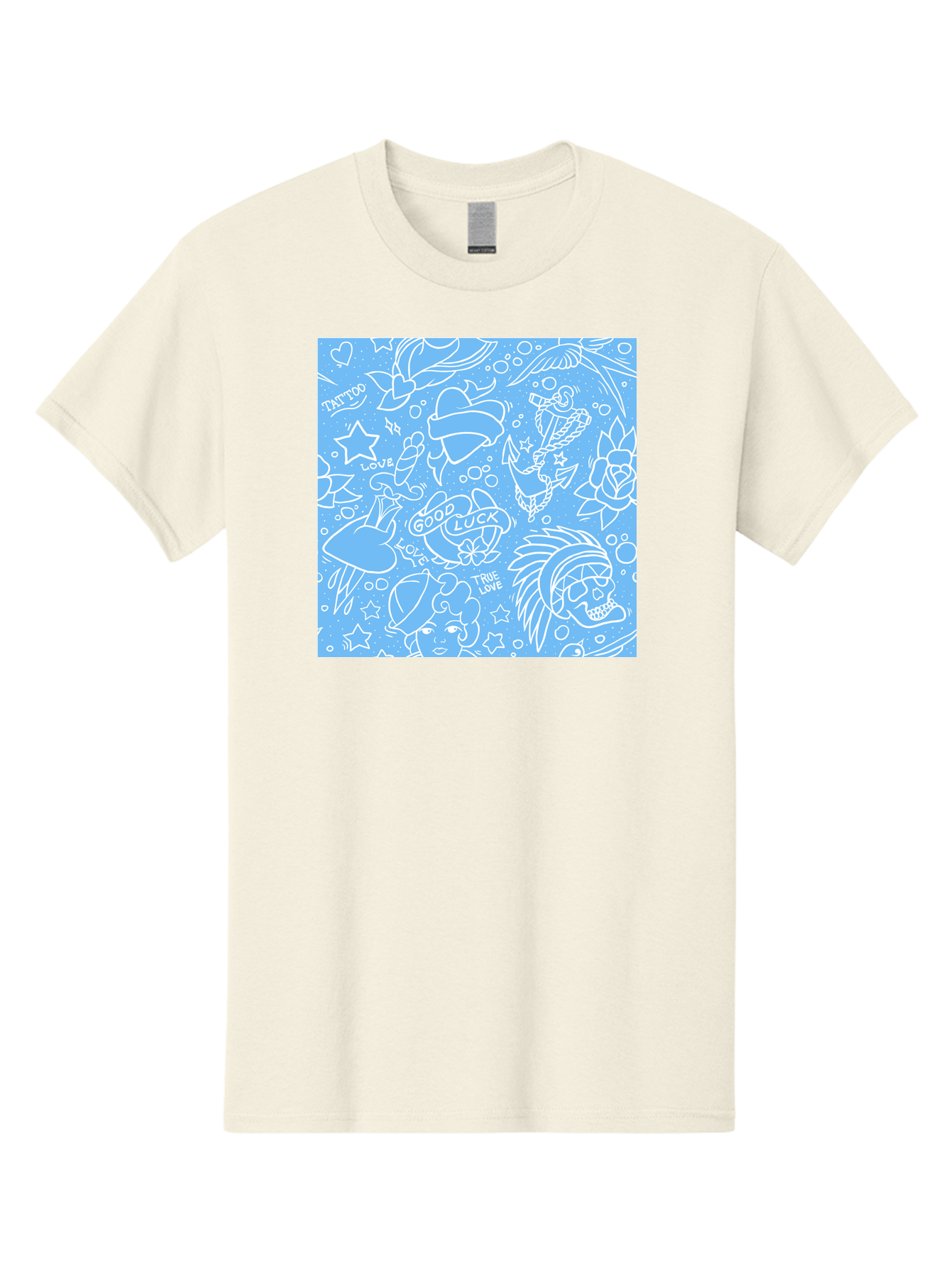 Tattoo Men'S Graphic Tee, 100% Cotton, Comfortable Casual Summer Wear, Machine Washable, Tattoo Designs, Skull Illustrations, Floral Motifs, Star Patterns, Banner Graphics, Ribbon Elements, Whimsical Doodles, Symbolic Imagery, Body Art Aac426 9