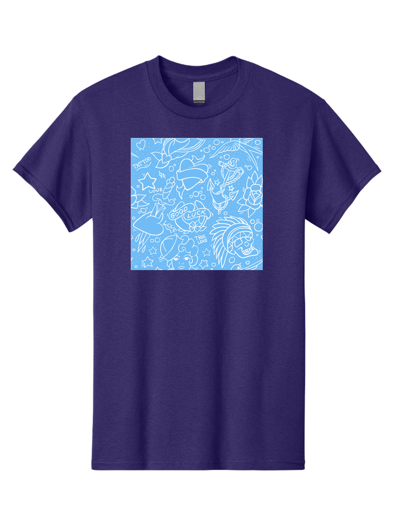 Tattoo Men'S Graphic Tee, 100% Cotton, Comfortable Casual Summer Wear, Machine Washable, Tattoo Designs, Skull Illustrations, Floral Motifs, Star Patterns, Banner Graphics, Ribbon Elements, Whimsical Doodles, Symbolic Imagery, Body Art Aac426 3