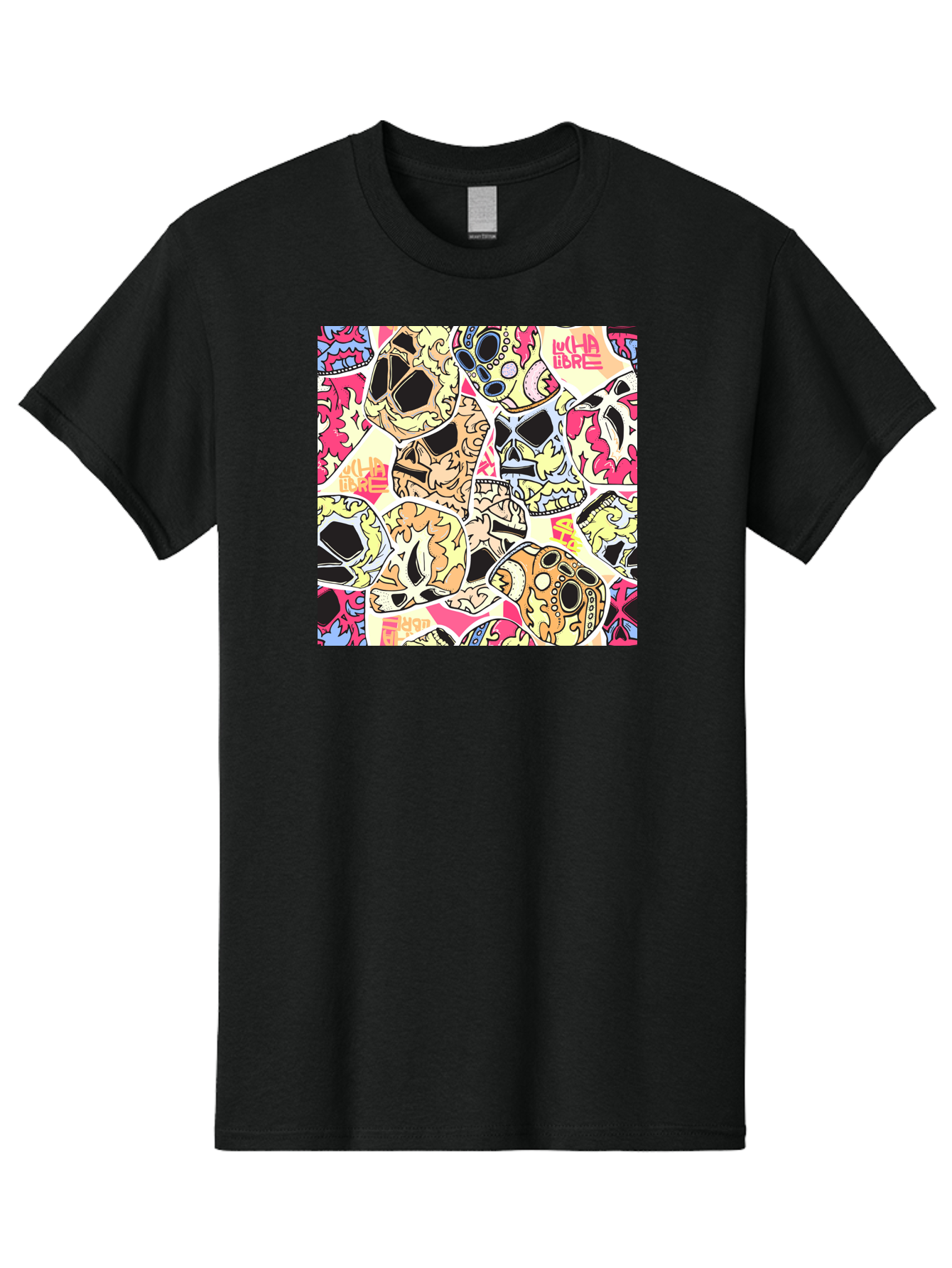 Wha-Libre Men'S Graphic Tee, 100% Cotton, Comfortable Casual Summer Wear, Machine Washable, Colorful Skulls, Sugar Skulls, Day Of The Dead, Vibrant Art, Wha Libre, Tattoo-Inspired Design, Street Art Style, Graphic Illustration, Ornate Details, Aac428 25