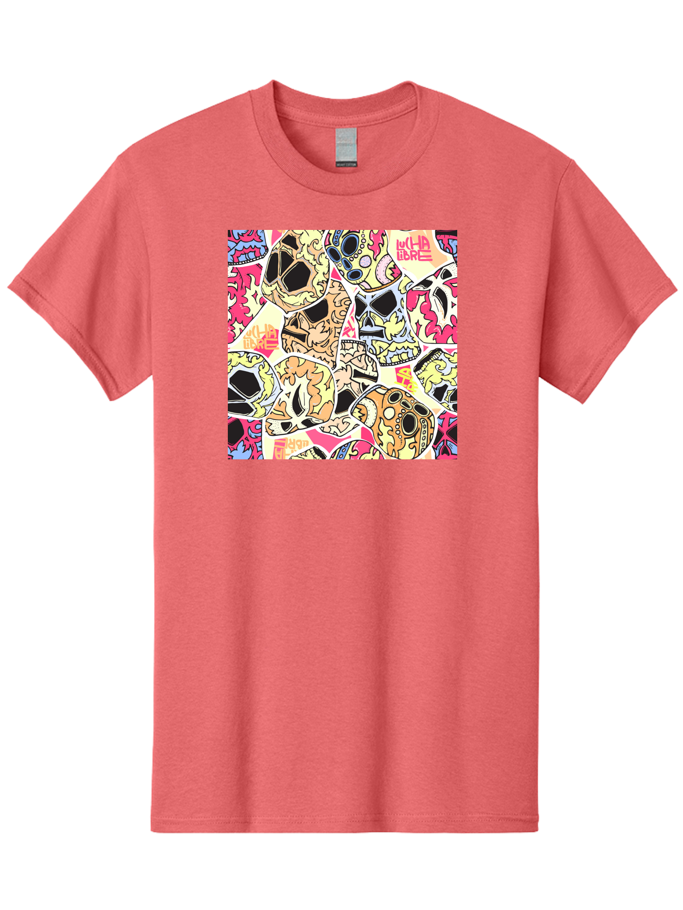 Wha-Libre Men'S Graphic Tee, 100% Cotton, Comfortable Casual Summer Wear, Machine Washable, Colorful Skulls, Sugar Skulls, Day Of The Dead, Vibrant Art, Wha Libre, Tattoo-Inspired Design, Street Art Style, Graphic Illustration, Ornate Details, Aac428 29