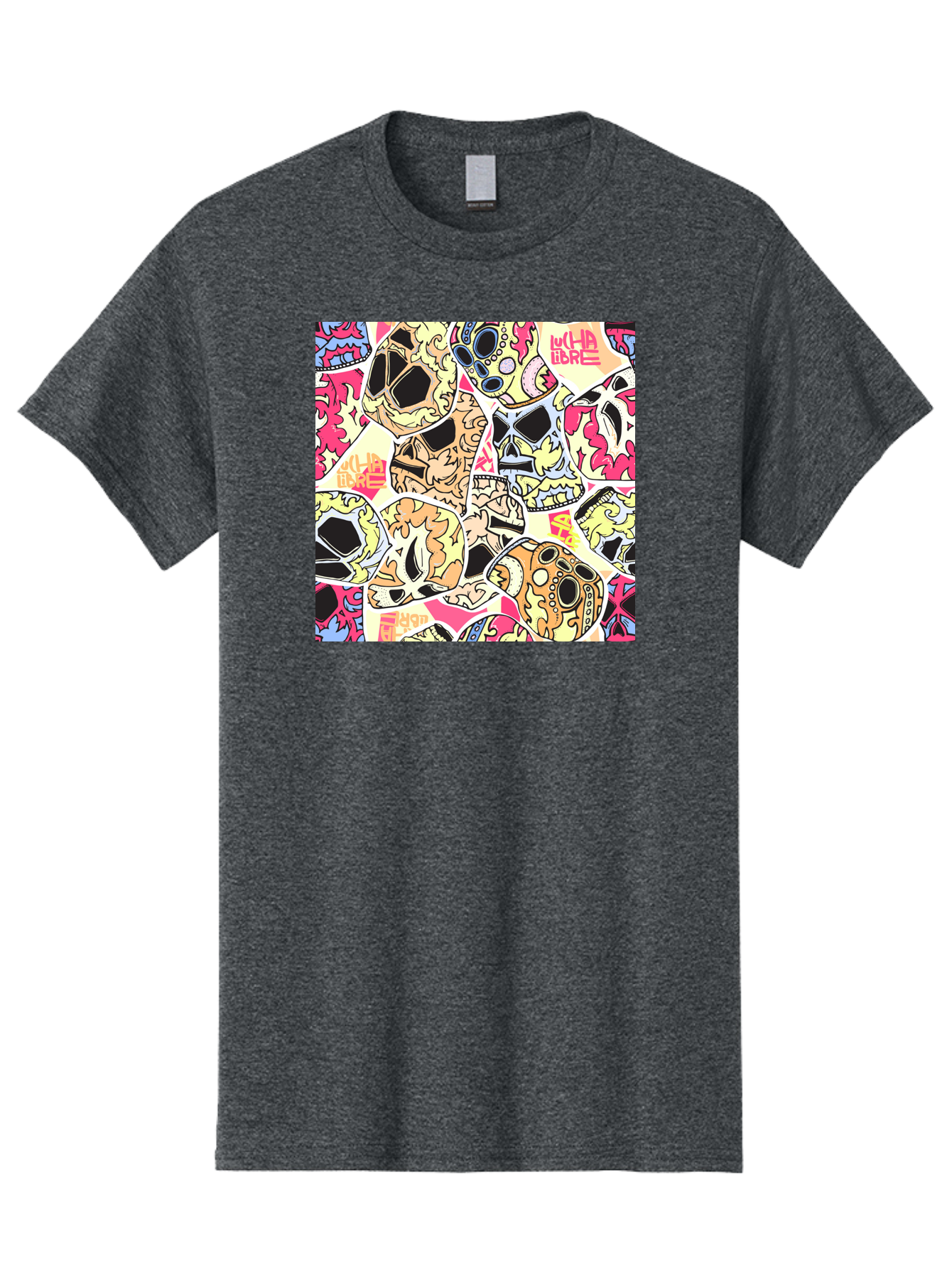 Wha-Libre Men'S Graphic Tee, 100% Cotton, Comfortable Casual Summer Wear, Machine Washable, Colorful Skulls, Sugar Skulls, Day Of The Dead, Vibrant Art, Wha Libre, Tattoo-Inspired Design, Street Art Style, Graphic Illustration, Ornate Details, Aac428 7