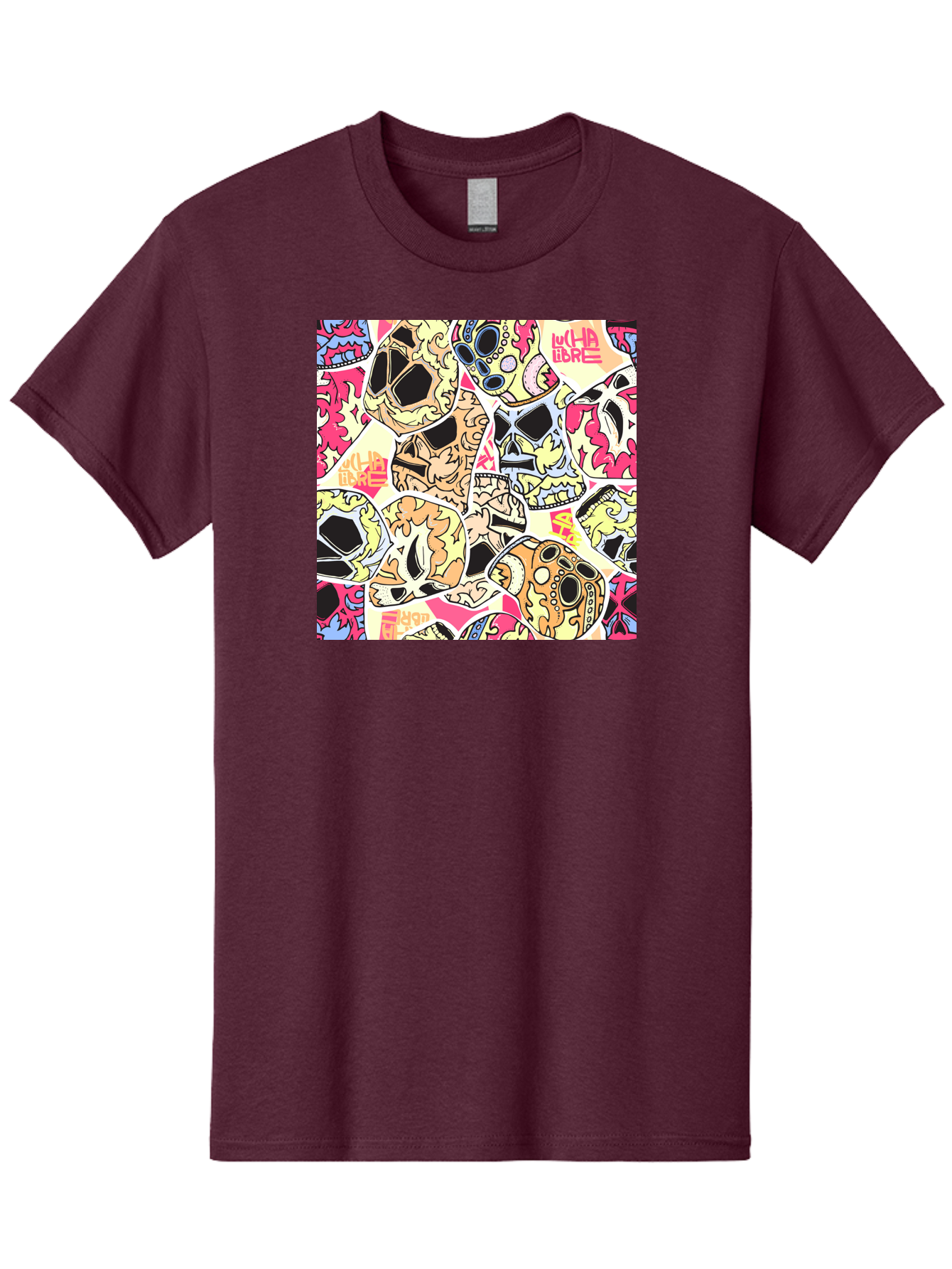 Wha-Libre Men'S Graphic Tee, 100% Cotton, Comfortable Casual Summer Wear, Machine Washable, Colorful Skulls, Sugar Skulls, Day Of The Dead, Vibrant Art, Wha Libre, Tattoo-Inspired Design, Street Art Style, Graphic Illustration, Ornate Details, Aac428 23
