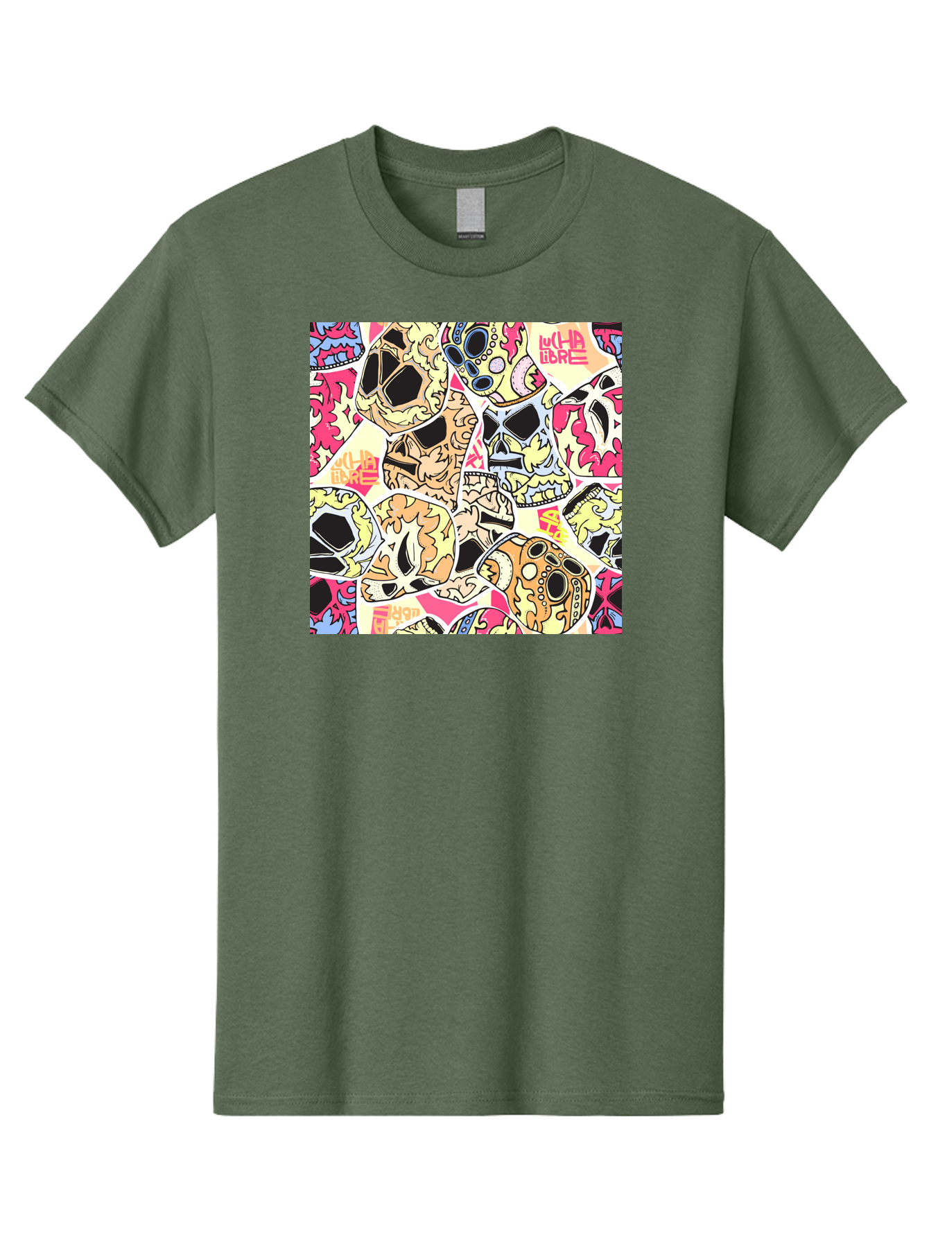 Wha-Libre Men'S Graphic Tee, 100% Cotton, Comfortable Casual Summer Wear, Machine Washable, Colorful Skulls, Sugar Skulls, Day Of The Dead, Vibrant Art, Wha Libre, Tattoo-Inspired Design, Street Art Style, Graphic Illustration, Ornate Details, Aac428 1