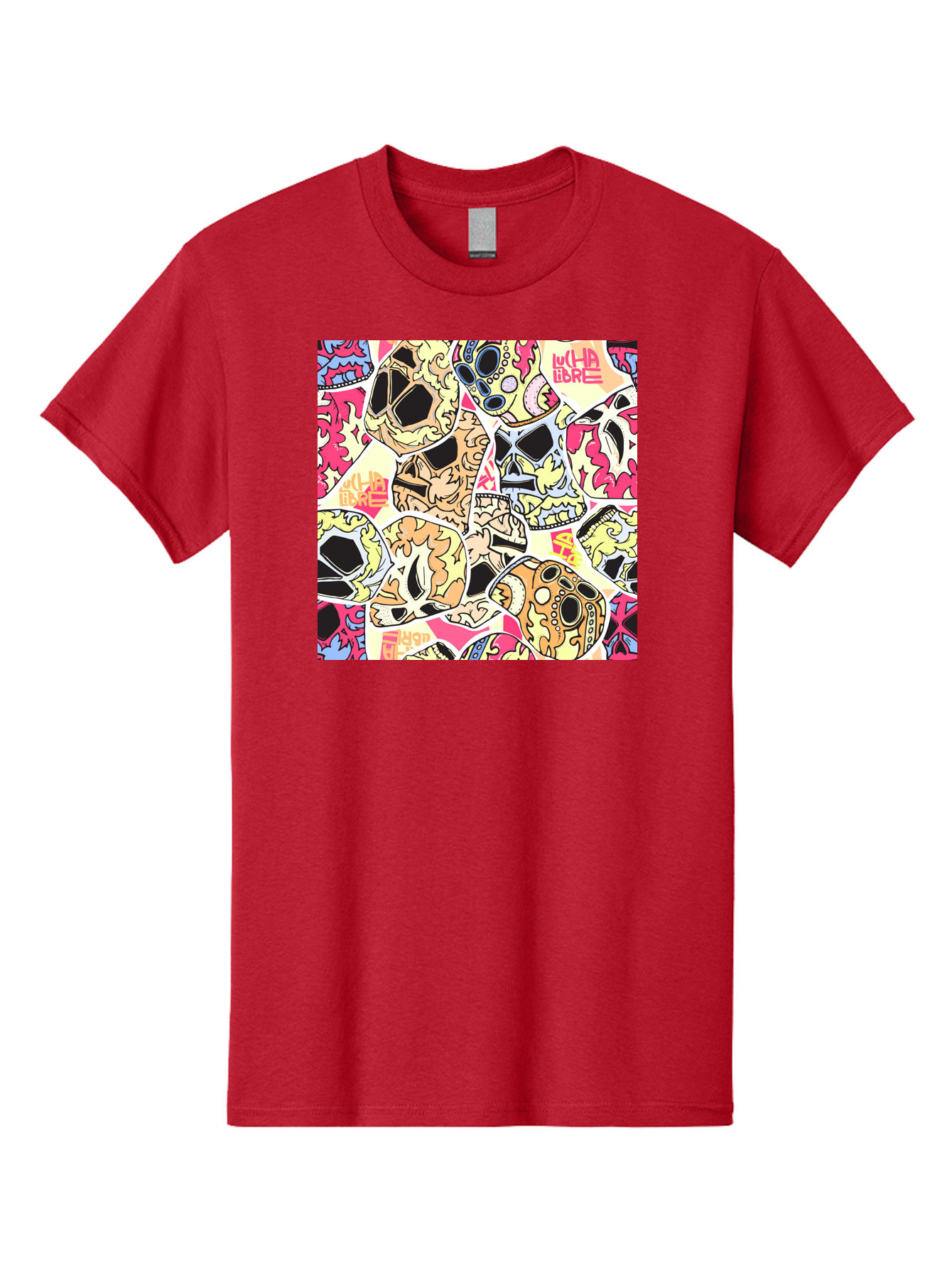 Wha-Libre Men'S Graphic Tee, 100% Cotton, Comfortable Casual Summer Wear, Machine Washable, Colorful Skulls, Sugar Skulls, Day Of The Dead, Vibrant Art, Wha Libre, Tattoo-Inspired Design, Street Art Style, Graphic Illustration, Ornate Details, Aac428 17