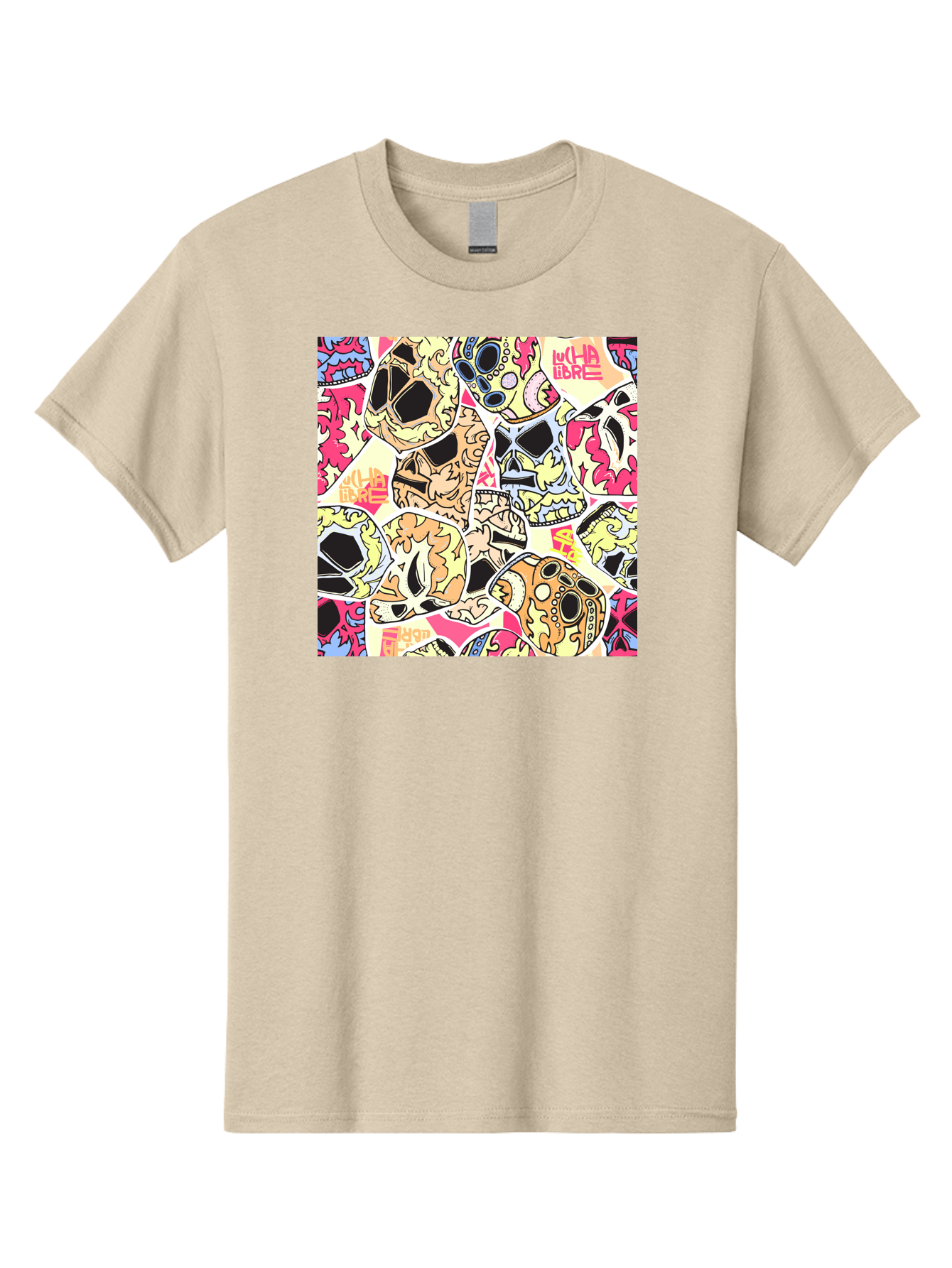 Wha-Libre Men'S Graphic Tee, 100% Cotton, Comfortable Casual Summer Wear, Machine Washable, Colorful Skulls, Sugar Skulls, Day Of The Dead, Vibrant Art, Wha Libre, Tattoo-Inspired Design, Street Art Style, Graphic Illustration, Ornate Details, Aac428 3