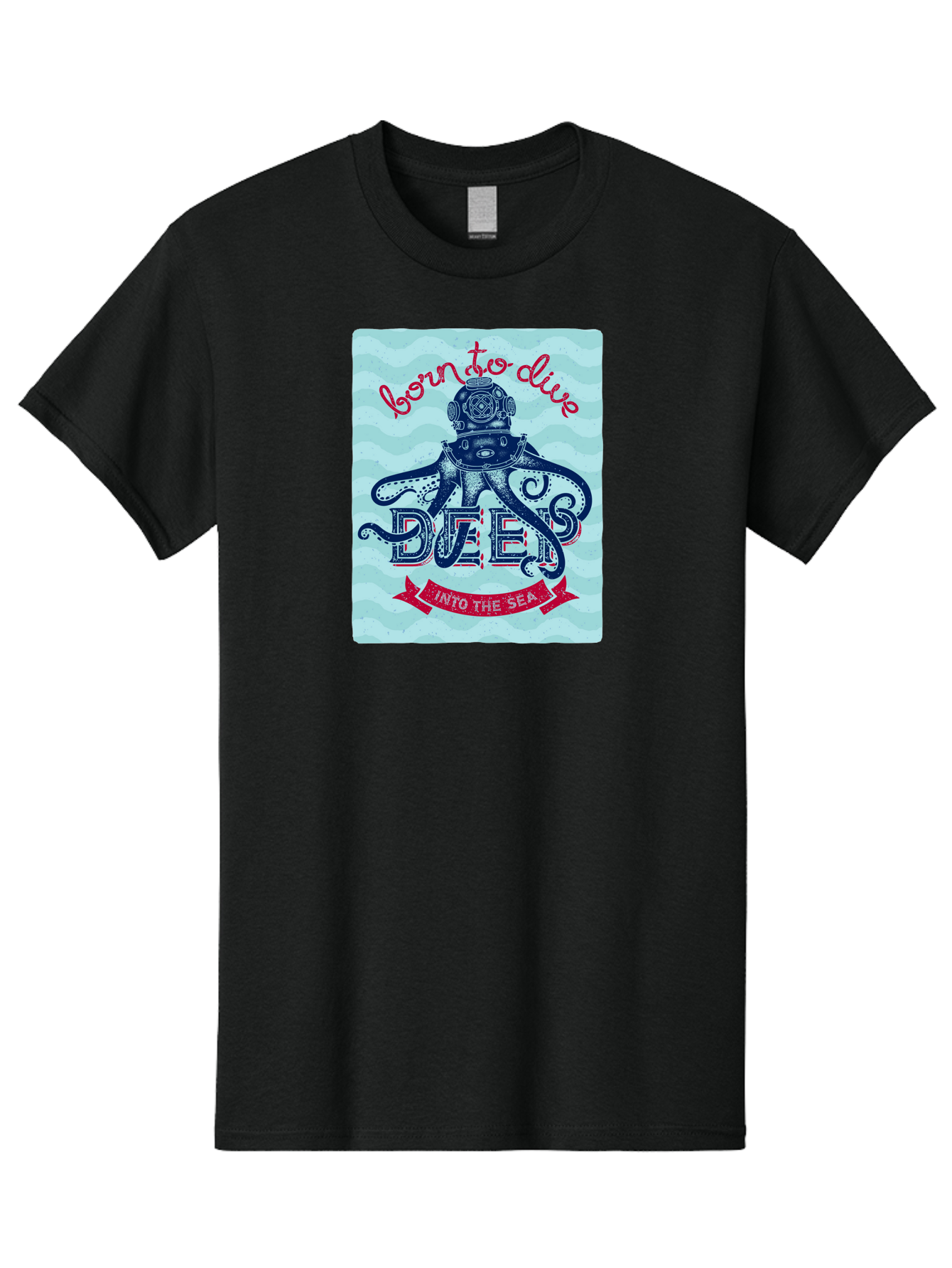 Born-To-Dive-1 Men'S Graphic Tee, 100% Cotton, Comfortable Casual Summer Wear, Machine Washable, Scuba Diving, Underwater Adventure, Diving Enthusiast, Octopus With Scuba Gear, Deep Sea Exploration, Ocean Lover, Vintage Style, Sea Creatures, Aac430 11