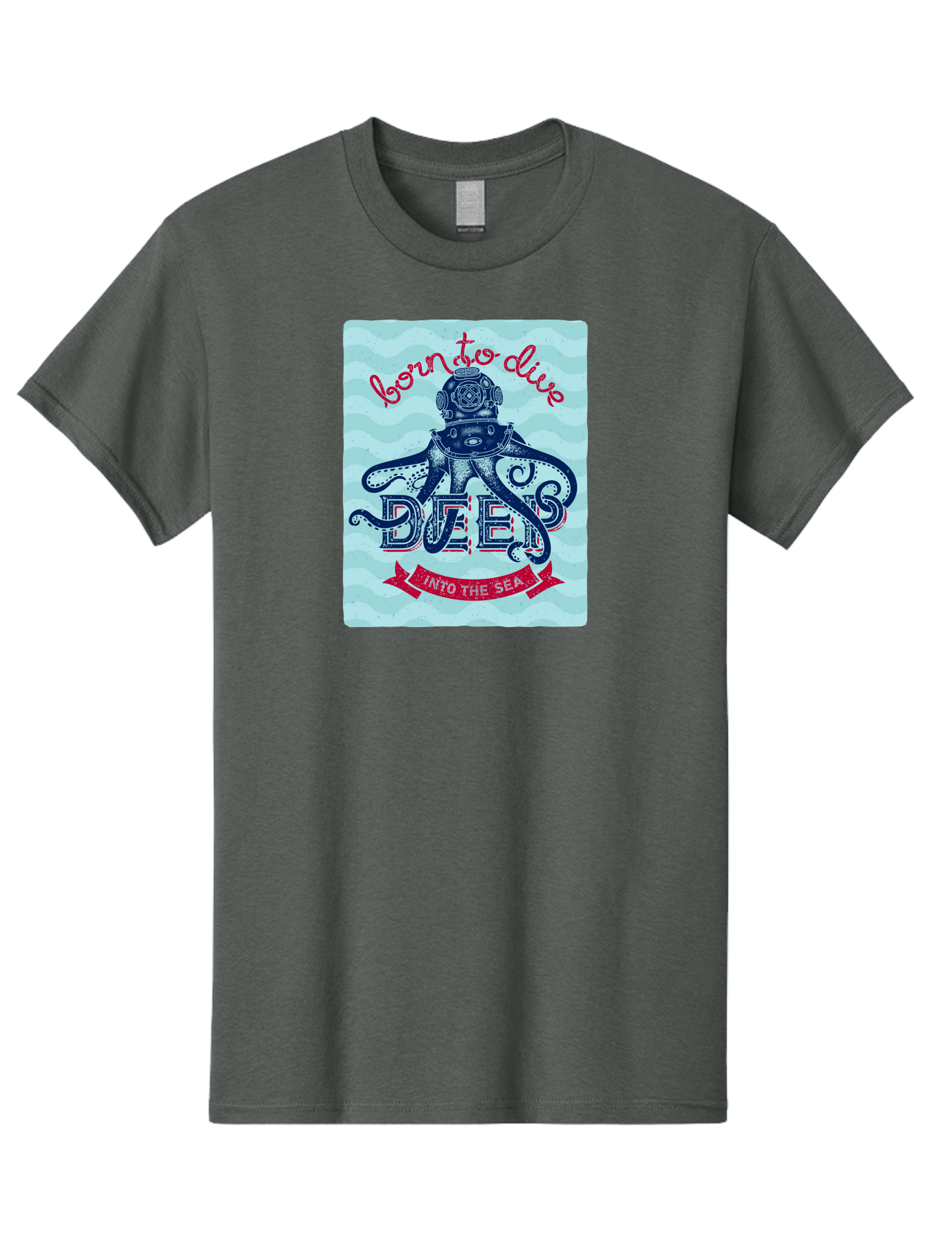 Born-To-Dive-1 Men'S Graphic Tee, 100% Cotton, Comfortable Casual Summer Wear, Machine Washable, Scuba Diving, Underwater Adventure, Diving Enthusiast, Octopus With Scuba Gear, Deep Sea Exploration, Ocean Lover, Vintage Style, Sea Creatures, Aac430 13