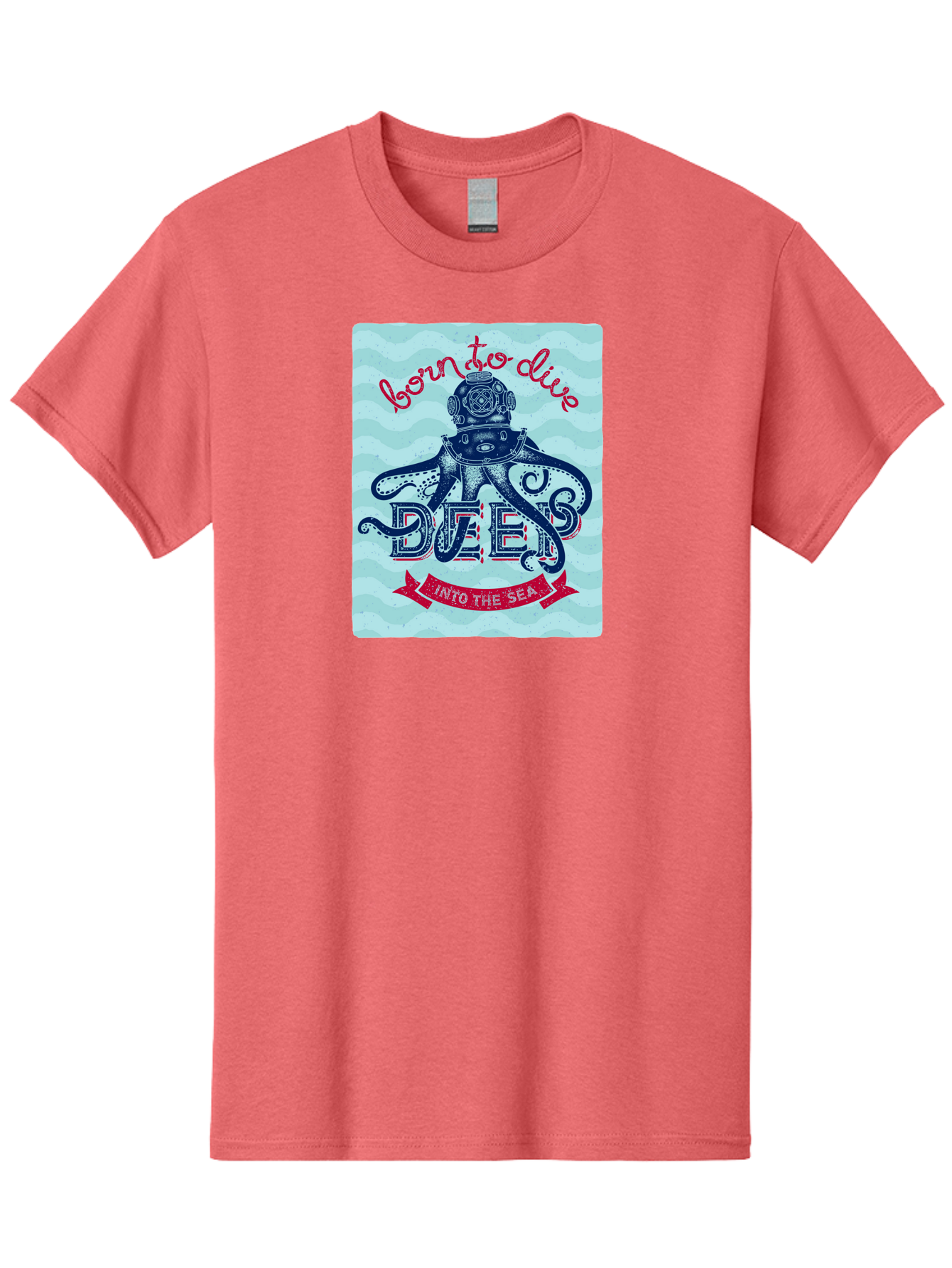 Born-To-Dive-1 Men'S Graphic Tee, 100% Cotton, Comfortable Casual Summer Wear, Machine Washable, Scuba Diving, Underwater Adventure, Diving Enthusiast, Octopus With Scuba Gear, Deep Sea Exploration, Ocean Lover, Vintage Style, Sea Creatures, Aac430 1