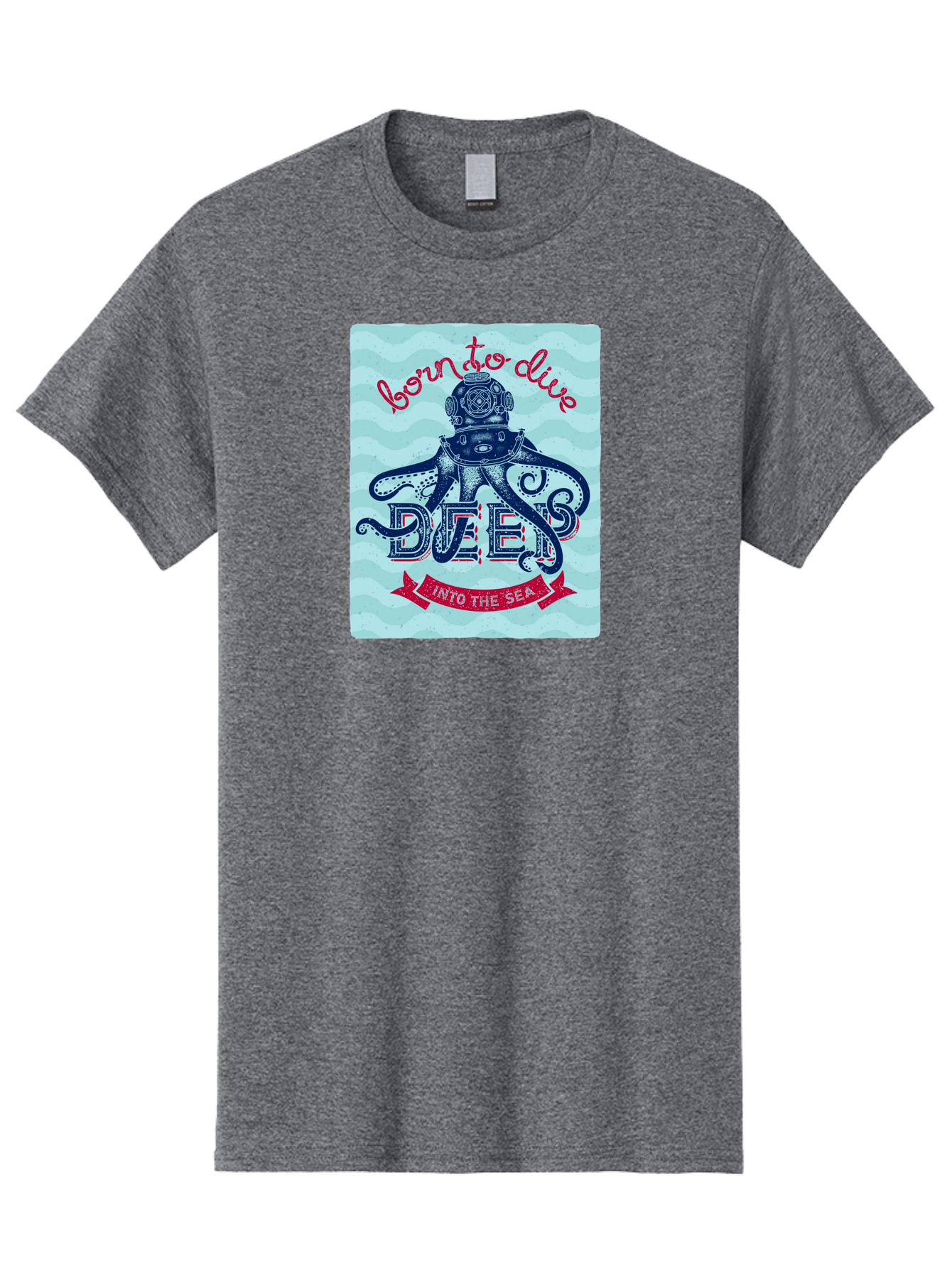 Born-To-Dive-1 Men'S Graphic Tee, 100% Cotton, Comfortable Casual Summer Wear, Machine Washable, Scuba Diving, Underwater Adventure, Diving Enthusiast, Octopus With Scuba Gear, Deep Sea Exploration, Ocean Lover, Vintage Style, Sea Creatures, Aac430 7