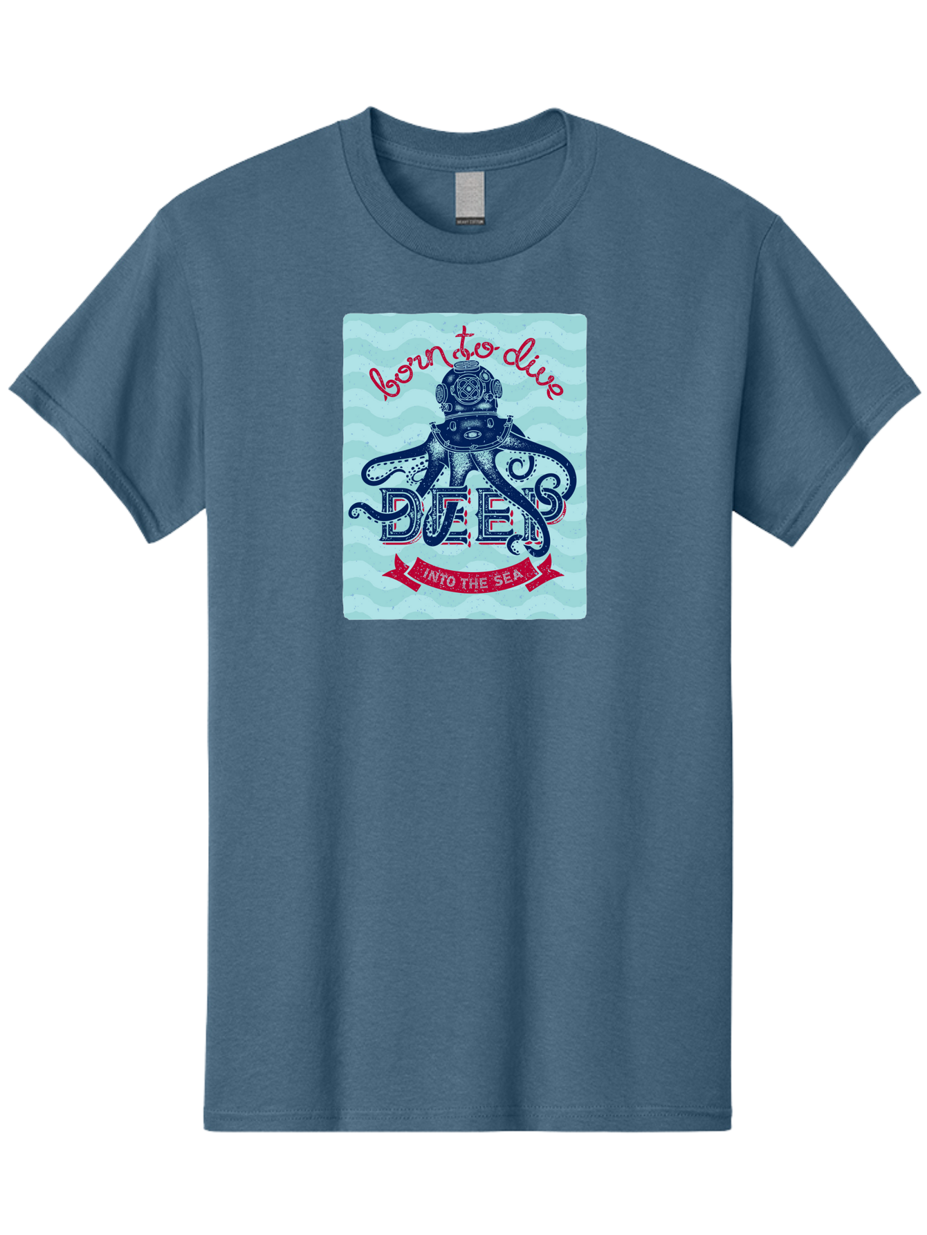 Born-To-Dive-1 Men'S Graphic Tee, 100% Cotton, Comfortable Casual Summer Wear, Machine Washable, Scuba Diving, Underwater Adventure, Diving Enthusiast, Octopus With Scuba Gear, Deep Sea Exploration, Ocean Lover, Vintage Style, Sea Creatures, Aac430 25